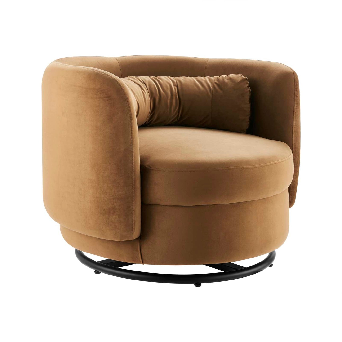 Relish Performance Velvet Swivel Chair Black Cognac EEI-5001-BLK-COG