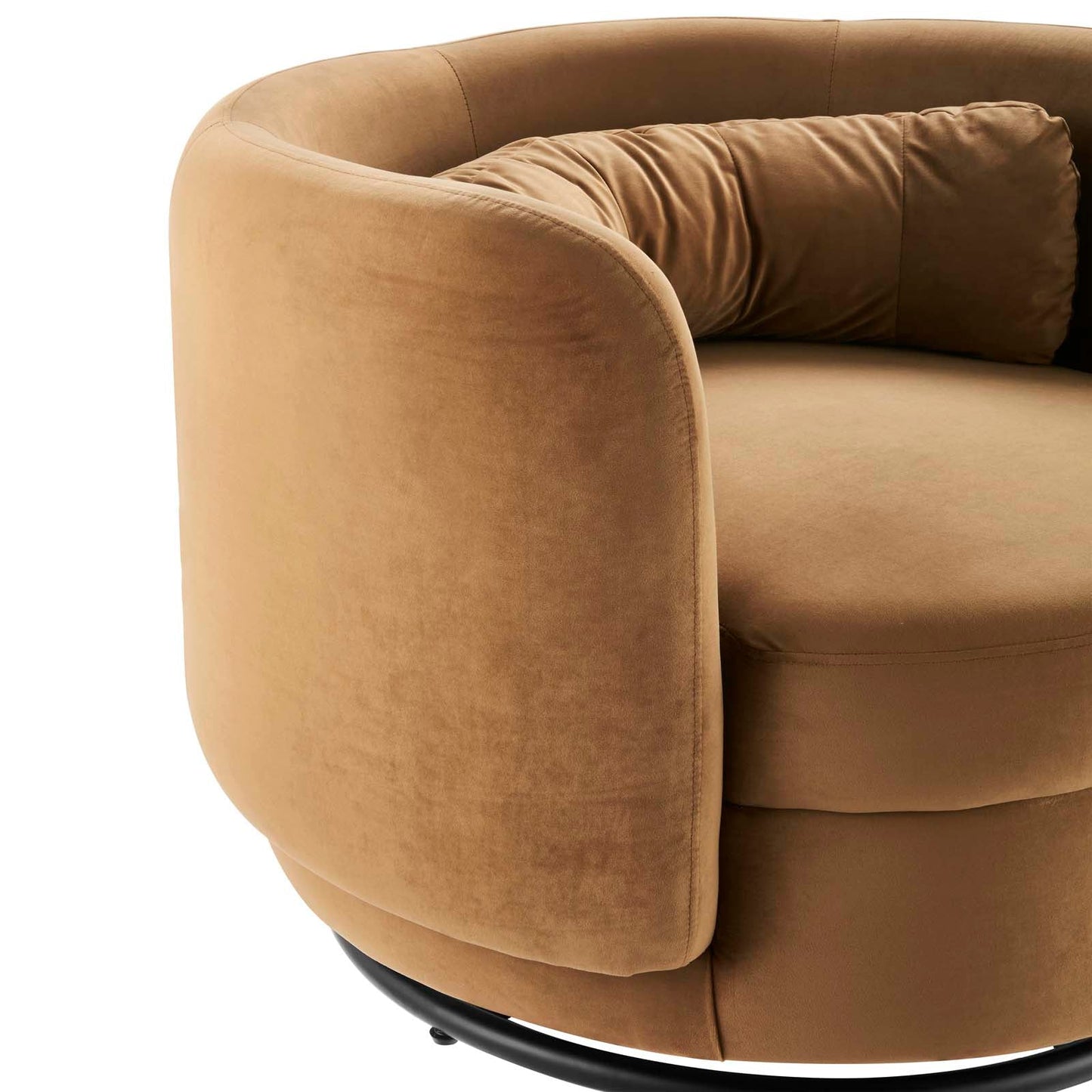 Relish Performance Velvet Swivel Chair Black Cognac EEI-5001-BLK-COG