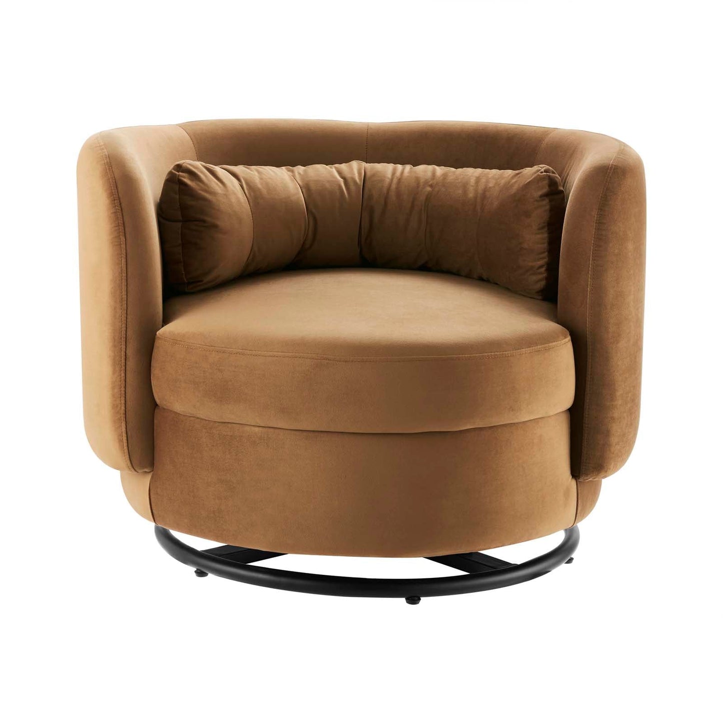 Relish Performance Velvet Swivel Chair Black Cognac EEI-5001-BLK-COG