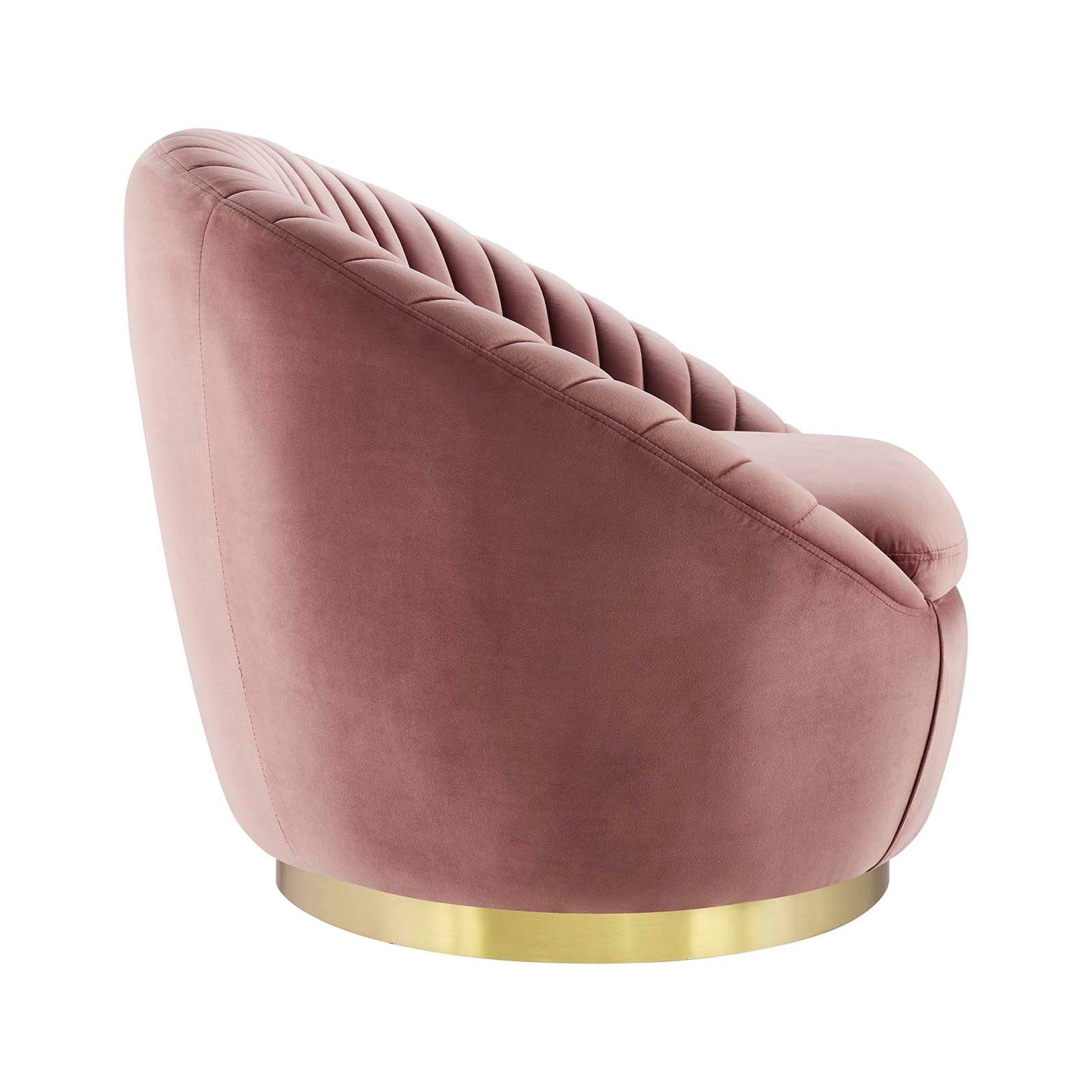 Whirr Tufted Performance Velvet Swivel Chair Gold Dusty Rose EEI-5002-GLD-DUS