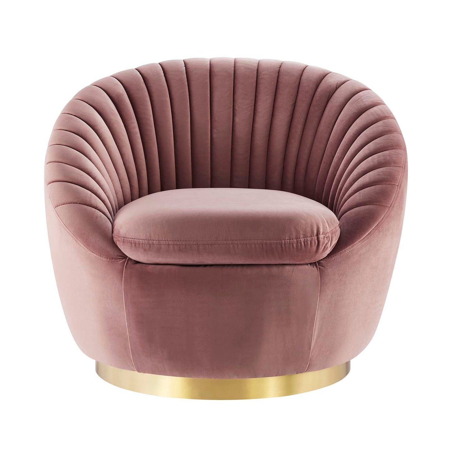 Whirr Tufted Performance Velvet Swivel Chair Gold Dusty Rose EEI-5002-GLD-DUS