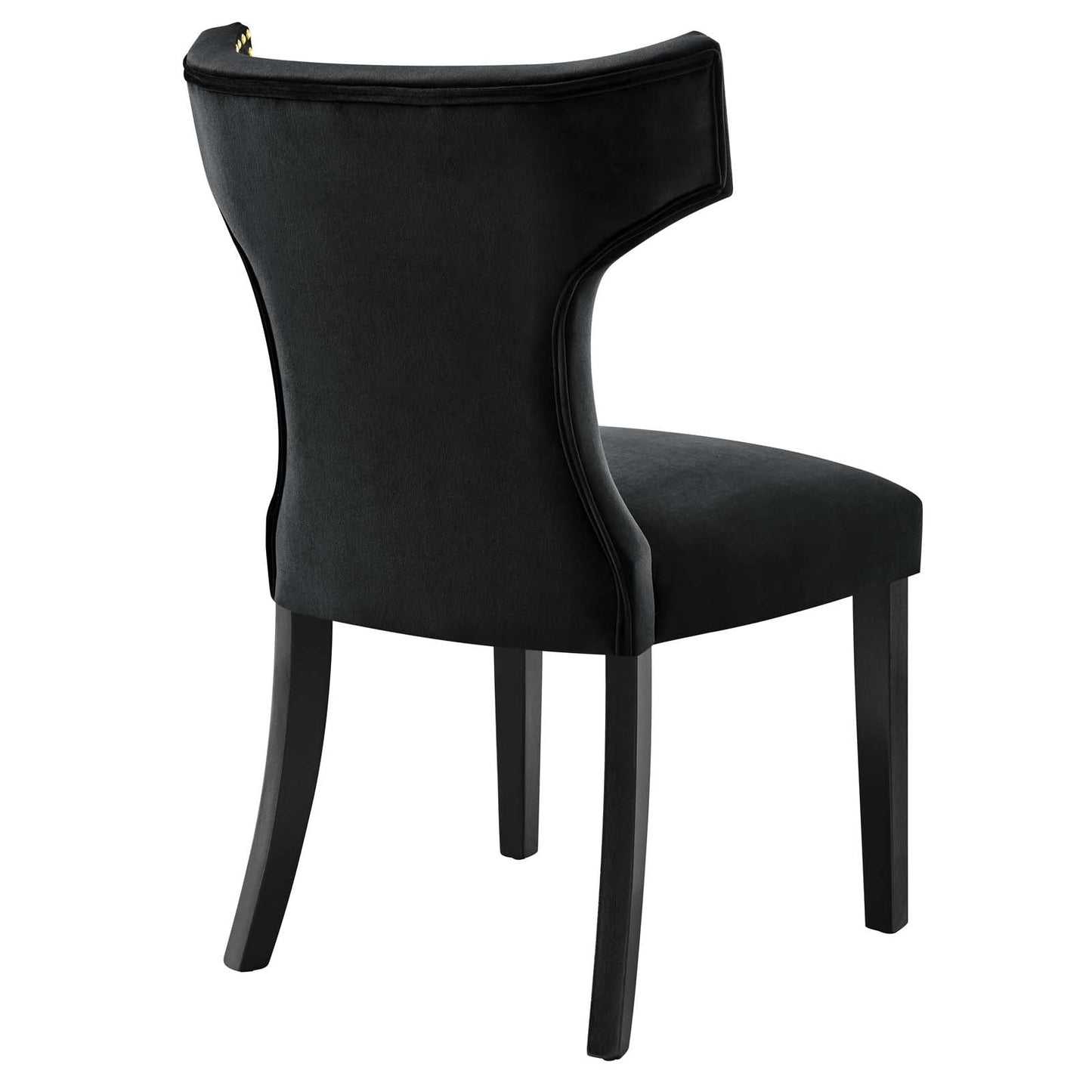 Curve Performance Velvet Dining Chairs - Set of 2 Black EEI-5008-BLK