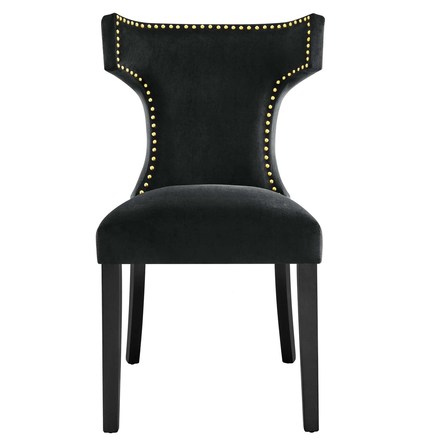 Curve Performance Velvet Dining Chairs - Set of 2 Black EEI-5008-BLK