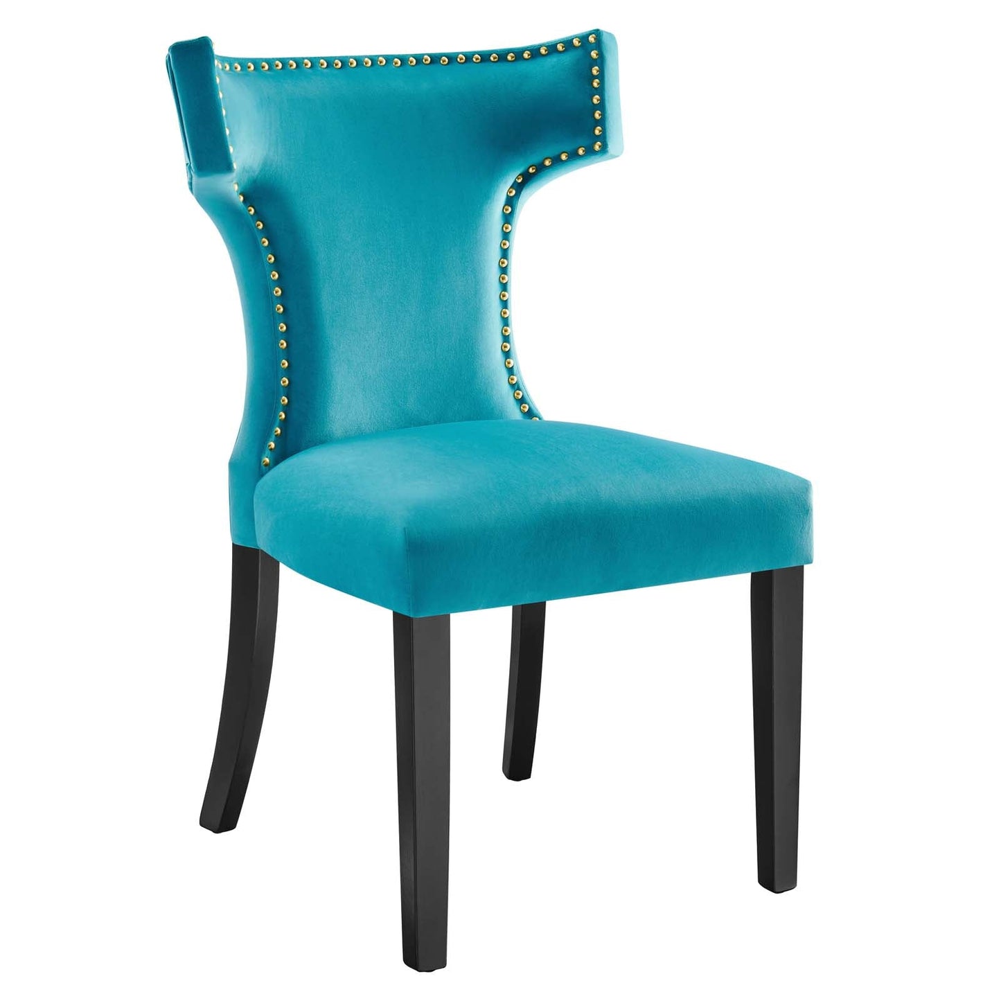 Curve Performance Velvet Dining Chairs - Set of 2 Blue EEI-5008-BLU