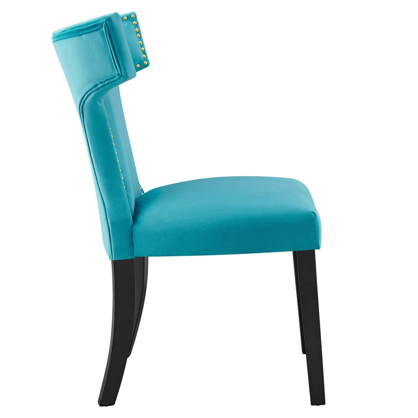 Curve Performance Velvet Dining Chairs - Set of 2 Blue EEI-5008-BLU