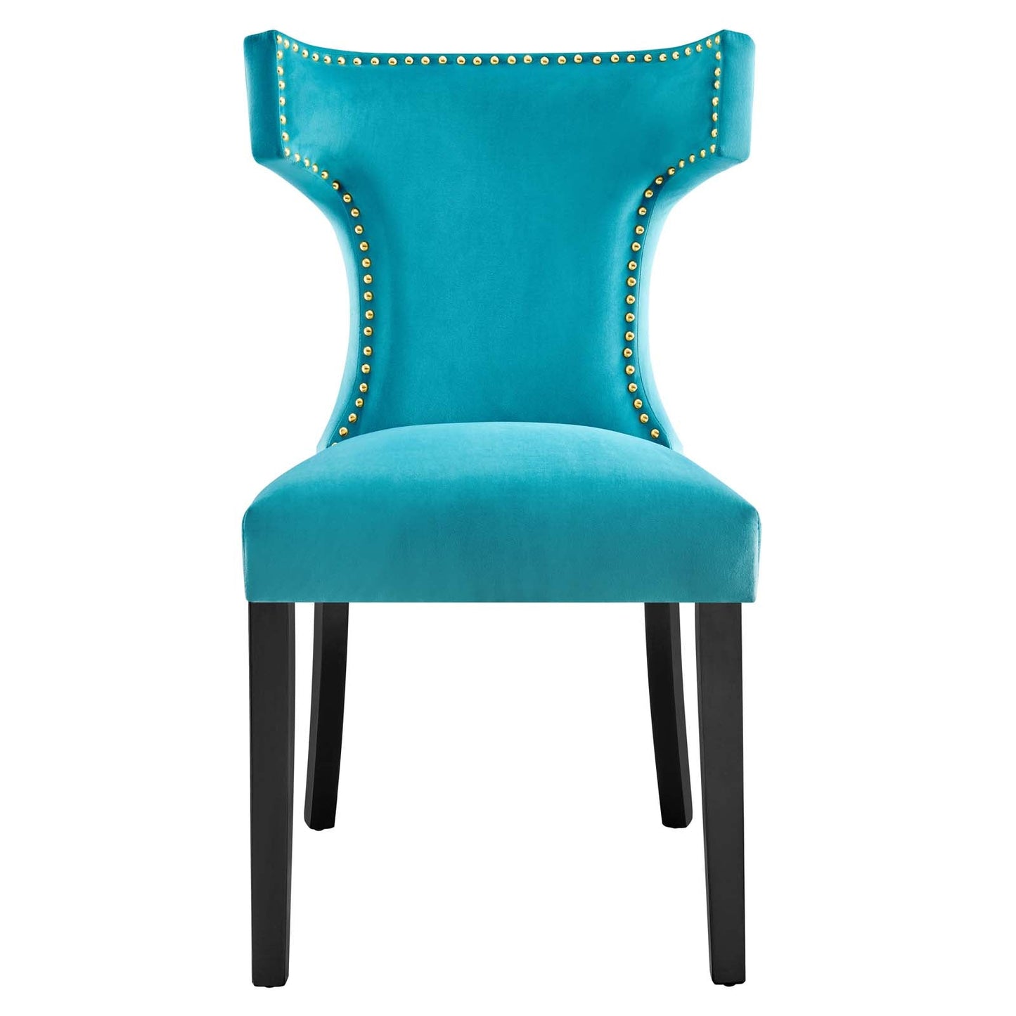 Curve Performance Velvet Dining Chairs - Set of 2 Blue EEI-5008-BLU