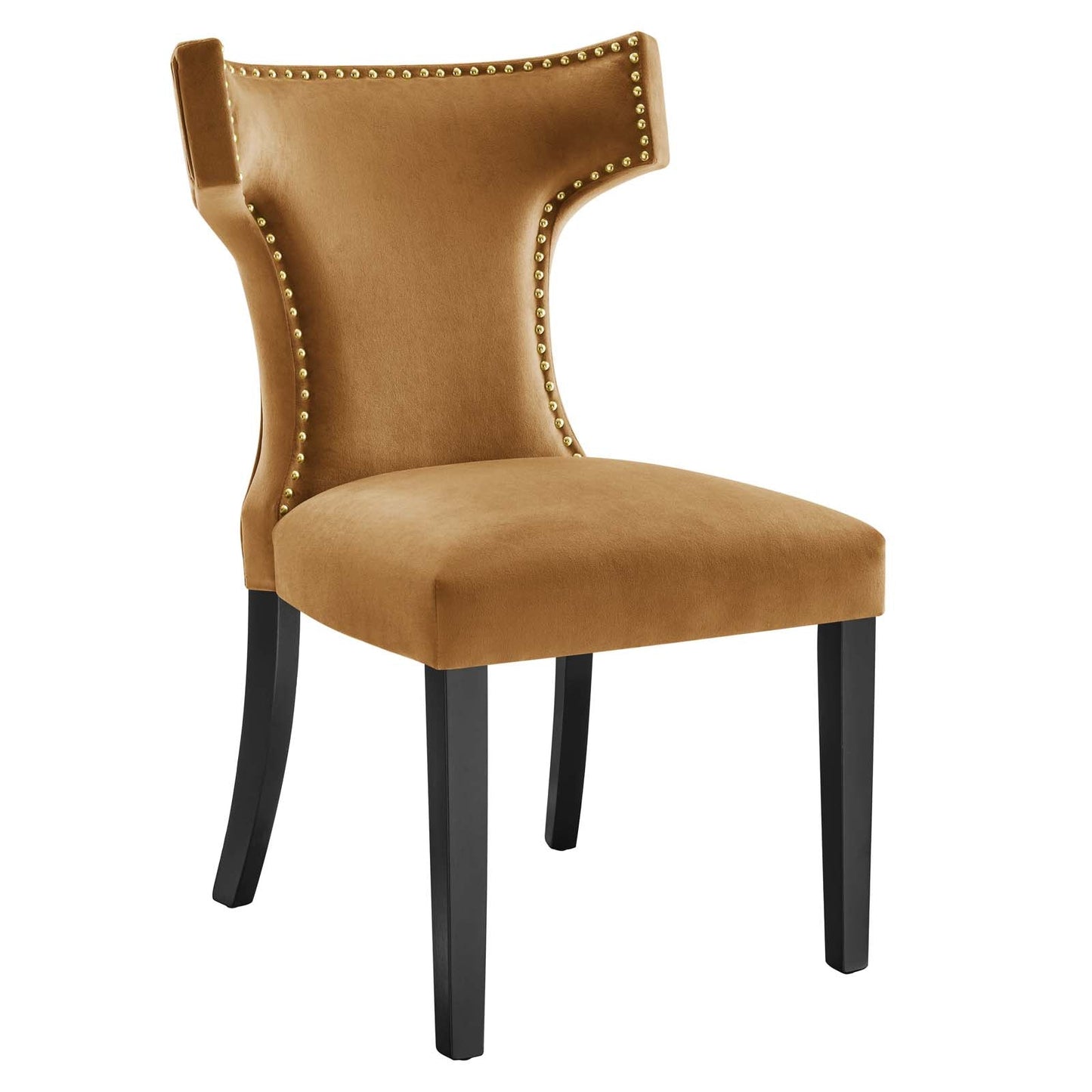 Curve Performance Velvet Dining Chairs - Set of 2 Cognac EEI-5008-COG