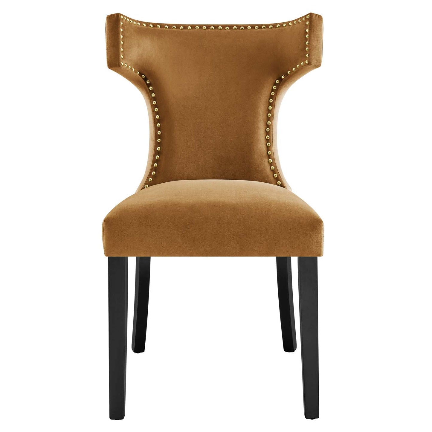 Curve Performance Velvet Dining Chairs - Set of 2 Cognac EEI-5008-COG