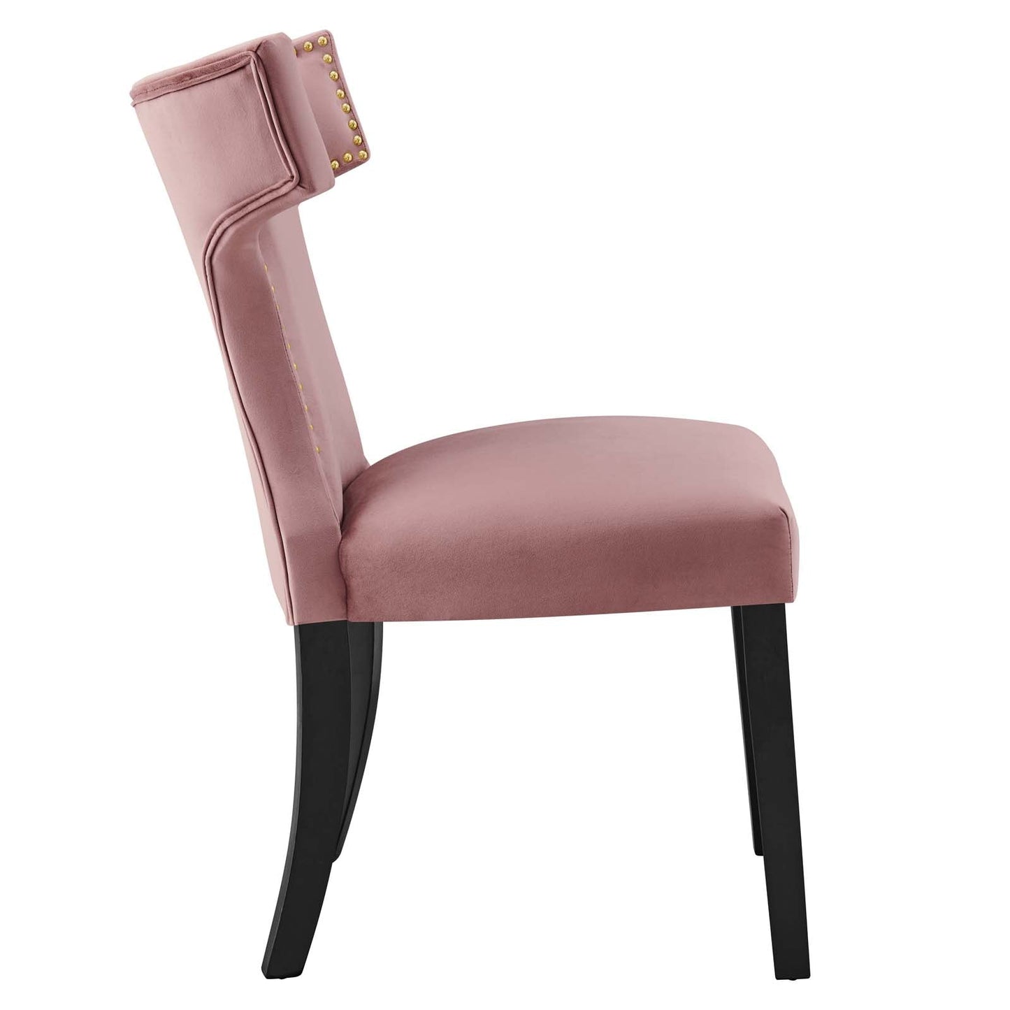 Curve Performance Velvet Dining Chairs - Set of 2 Dusty Rose EEI-5008-DUS