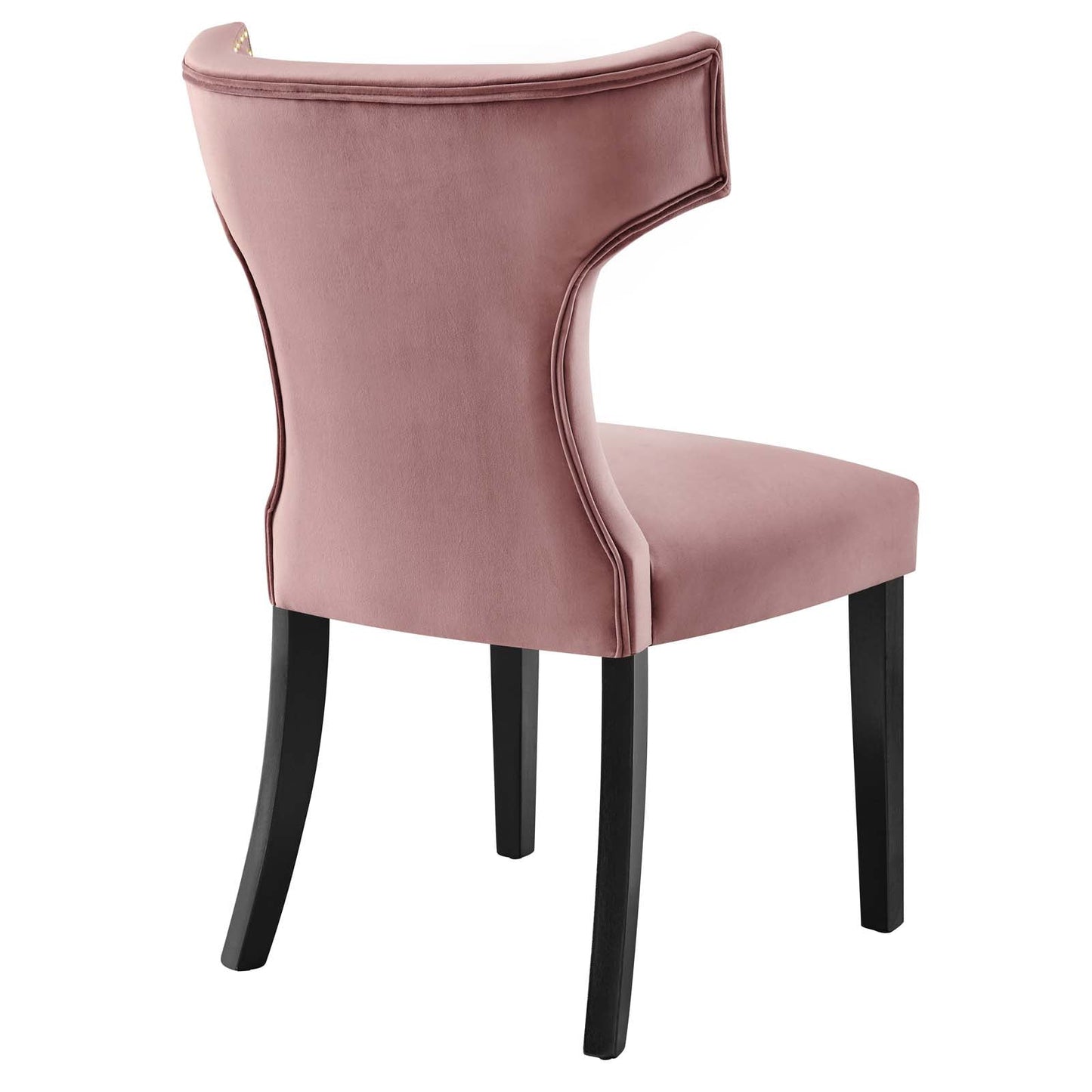 Curve Performance Velvet Dining Chairs - Set of 2 Dusty Rose EEI-5008-DUS