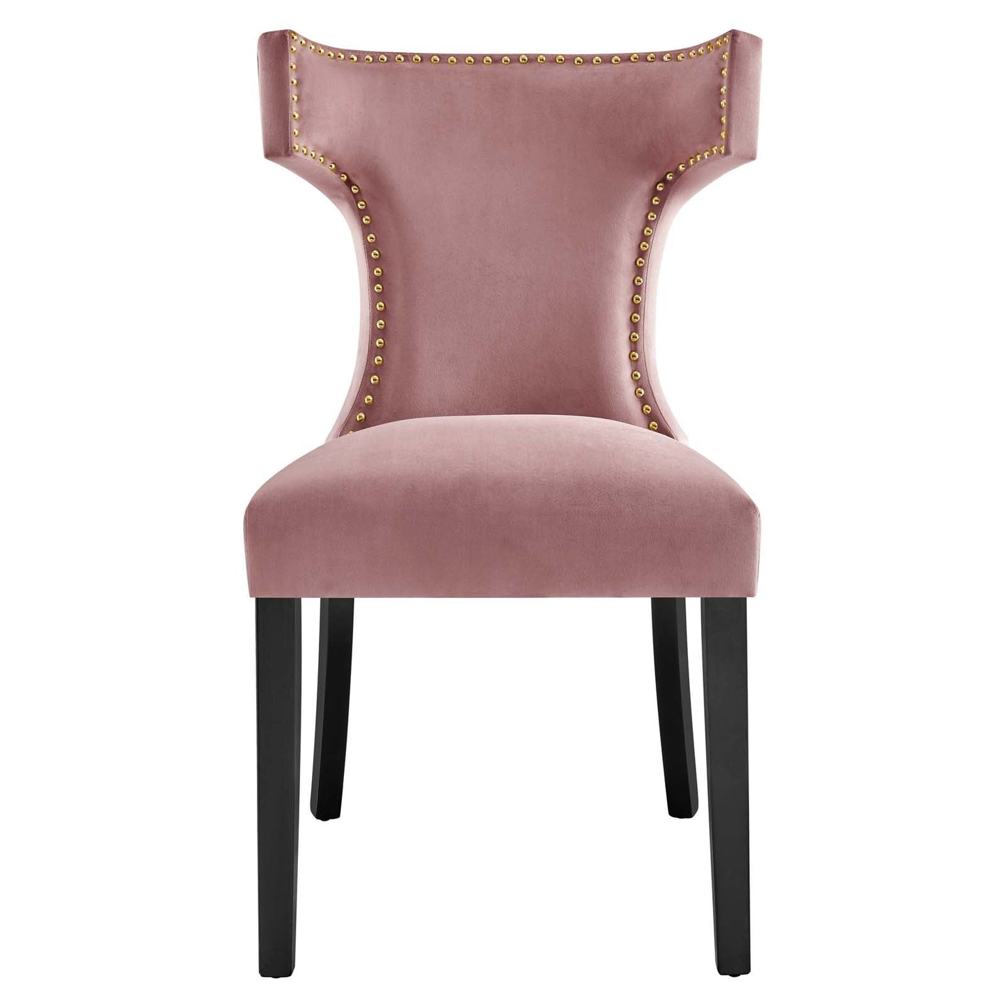 Curve Performance Velvet Dining Chairs - Set of 2 Dusty Rose EEI-5008-DUS