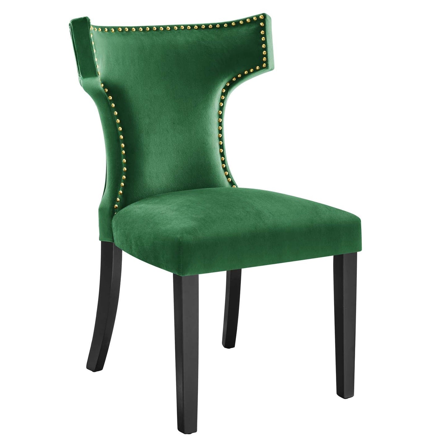 Curve Performance Velvet Dining Chairs - Set of 2 Emerald EEI-5008-EME