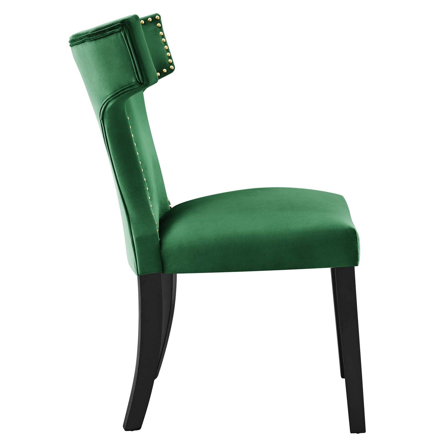 Curve Performance Velvet Dining Chairs - Set of 2 Emerald EEI-5008-EME