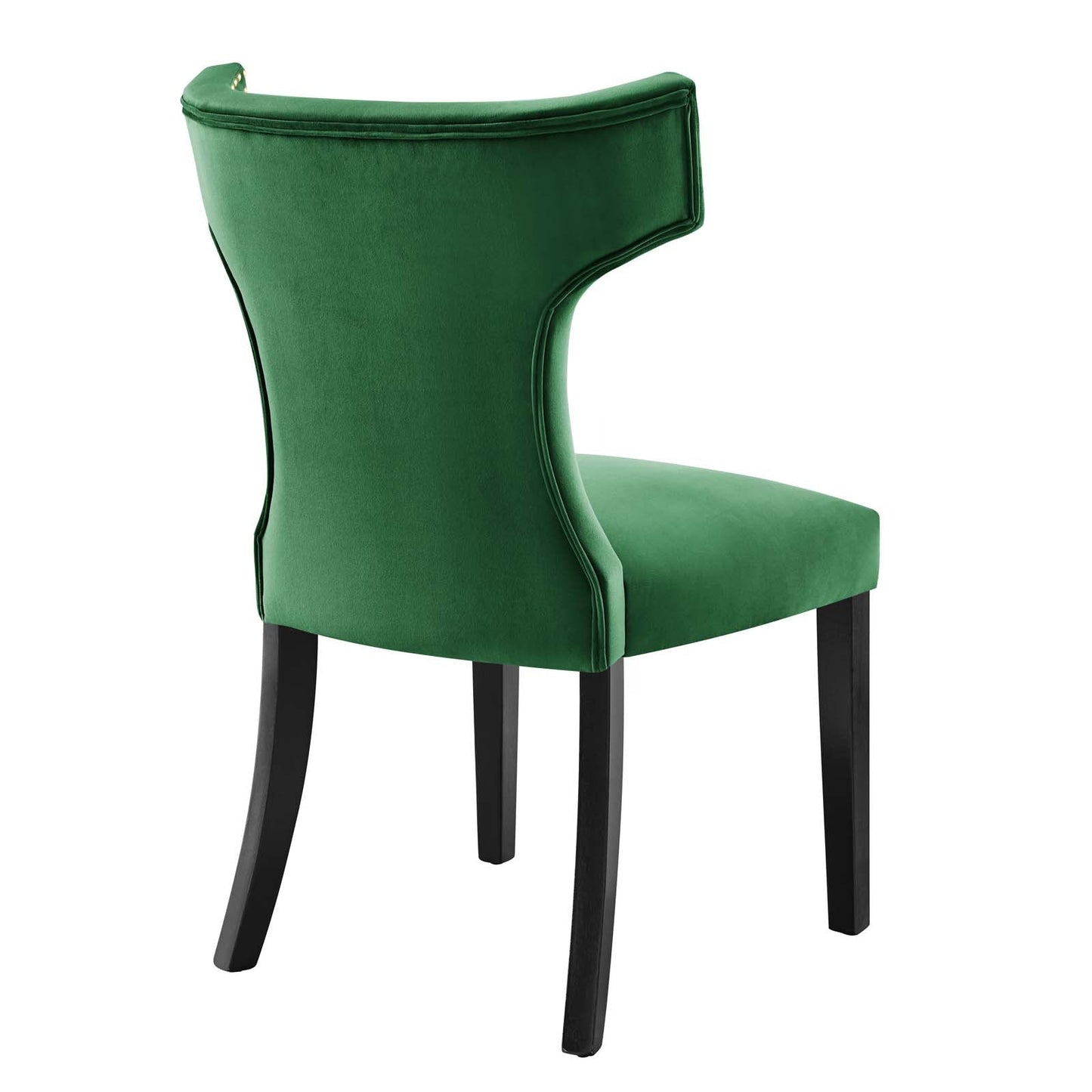 Curve Performance Velvet Dining Chairs - Set of 2 Emerald EEI-5008-EME