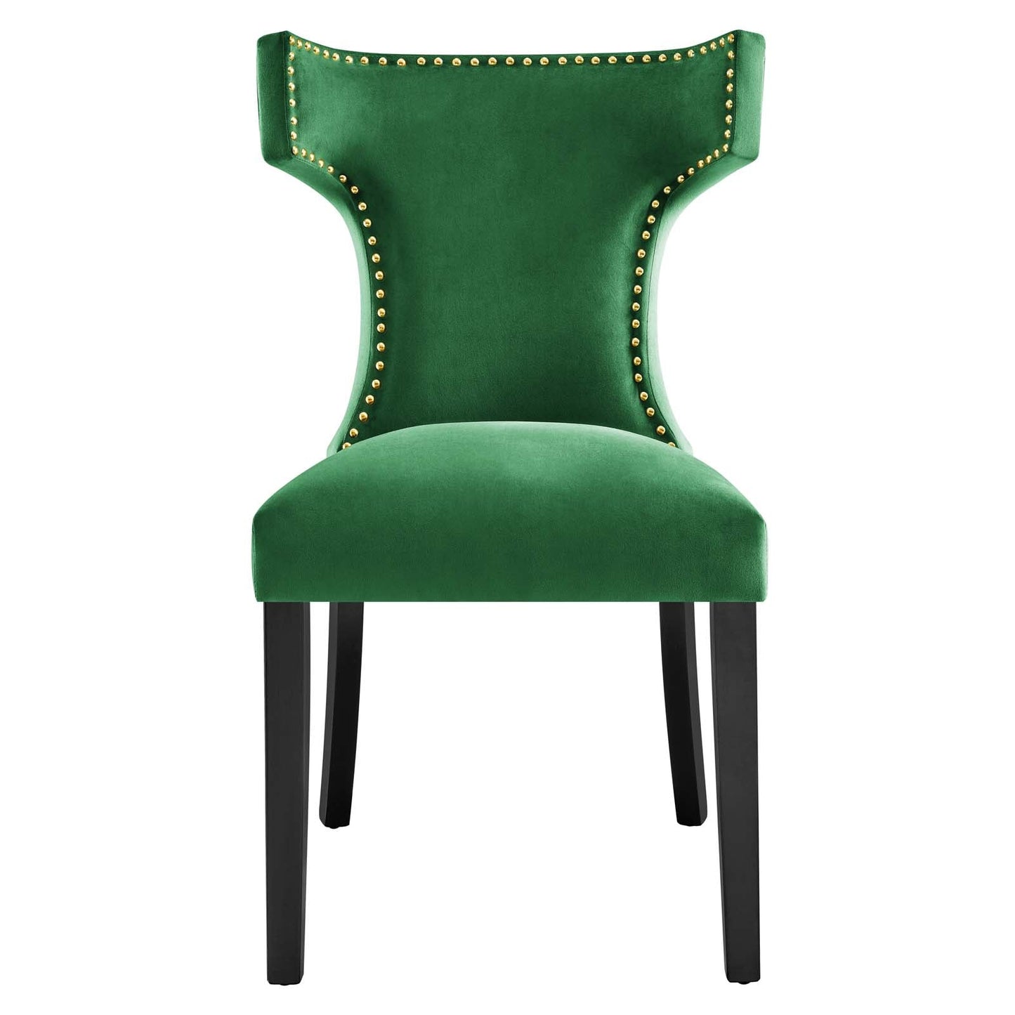 Curve Performance Velvet Dining Chairs - Set of 2 Emerald EEI-5008-EME