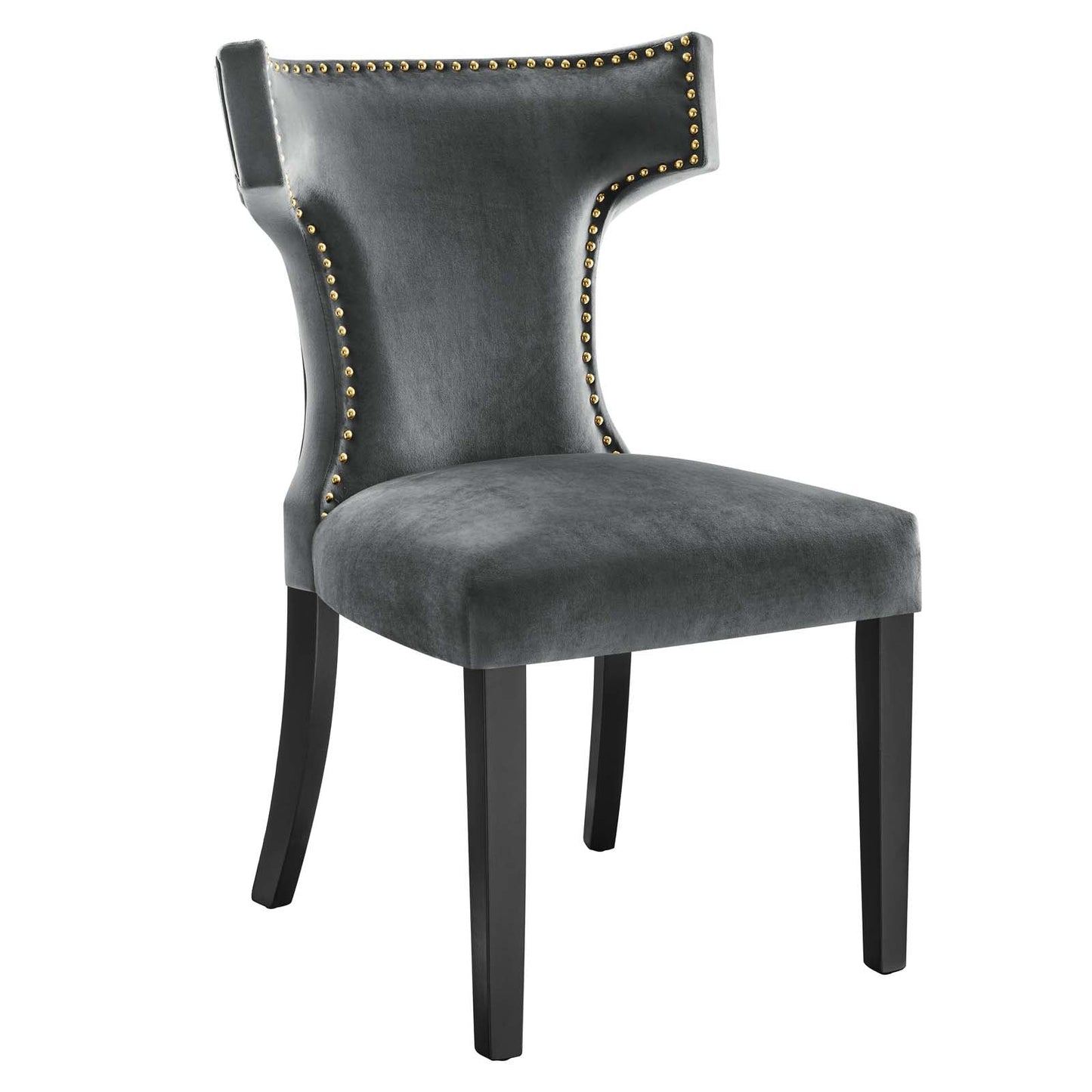 Curve Performance Velvet Dining Chairs - Set of 2 Gray EEI-5008-GRY