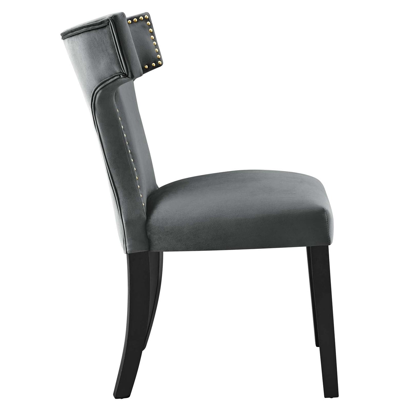 Curve Performance Velvet Dining Chairs - Set of 2 Gray EEI-5008-GRY