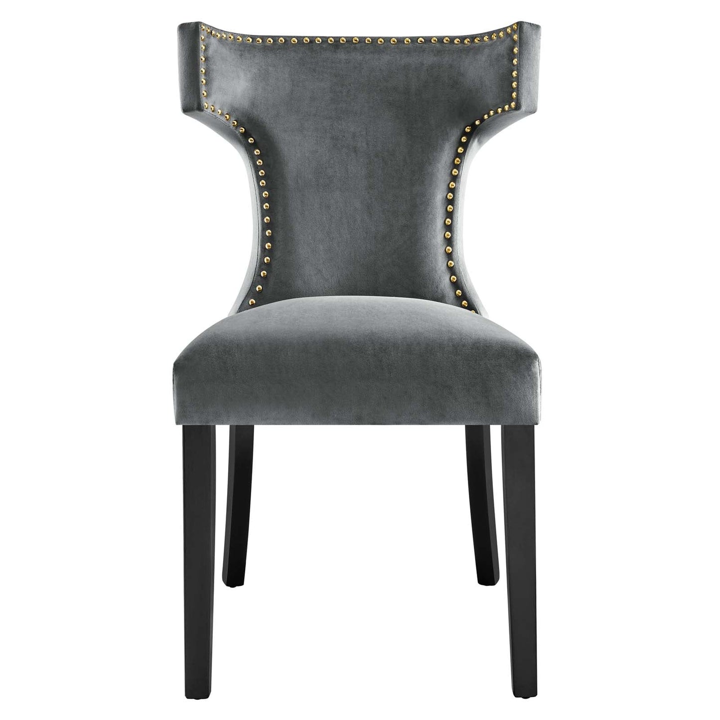 Curve Performance Velvet Dining Chairs - Set of 2 Gray EEI-5008-GRY