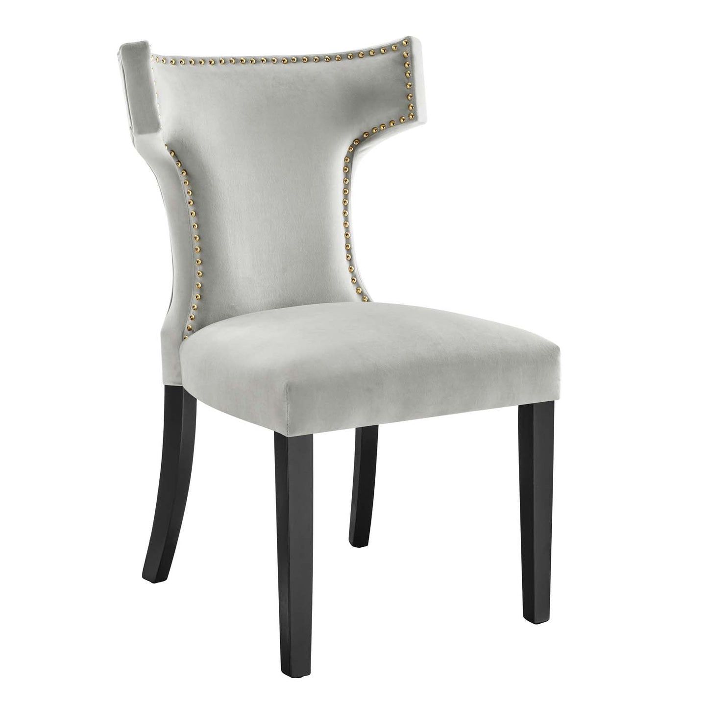 Curve Performance Velvet Dining Chairs - Set of 2 Light Gray EEI-5008-LGR