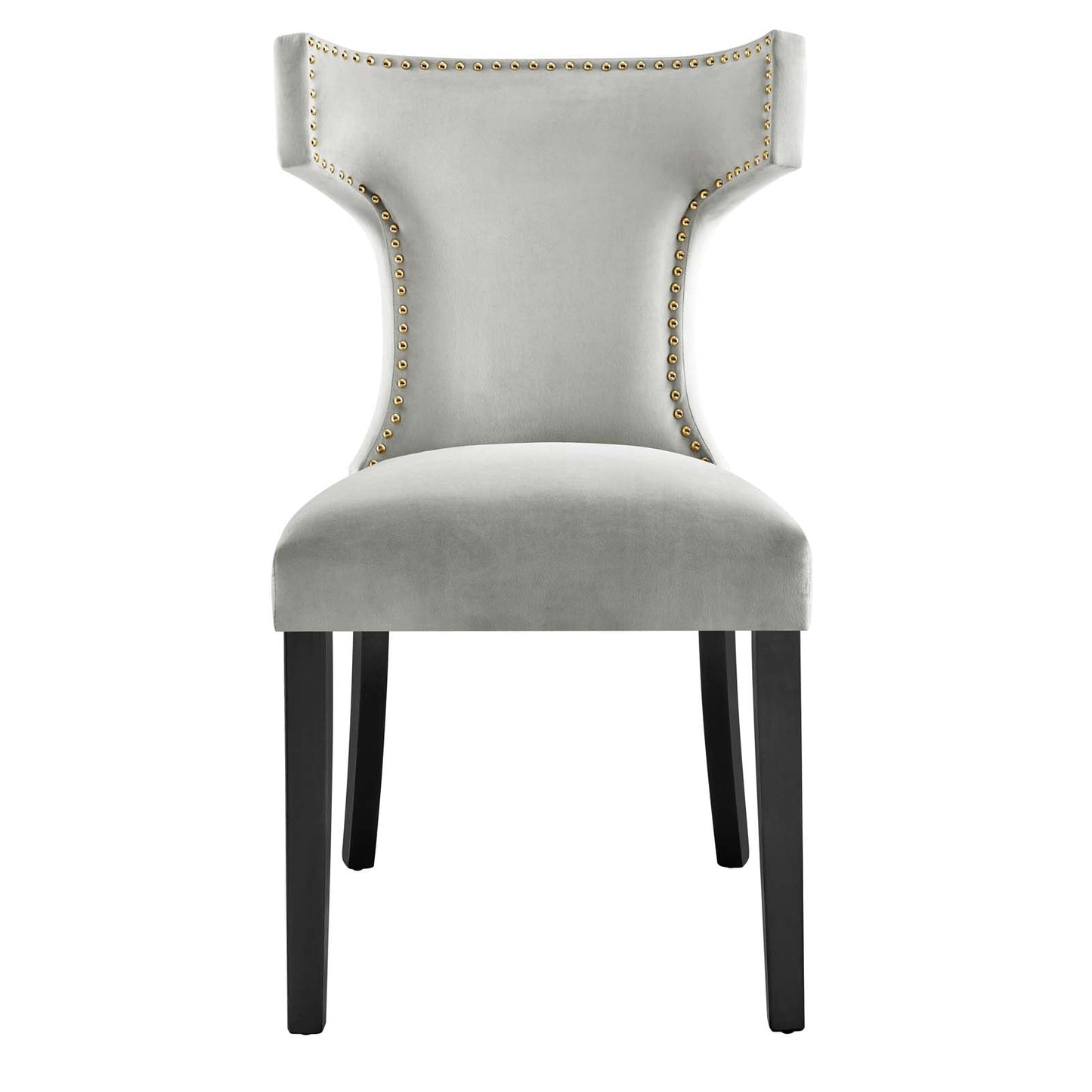 Curve Performance Velvet Dining Chairs - Set of 2 Light Gray EEI-5008-LGR