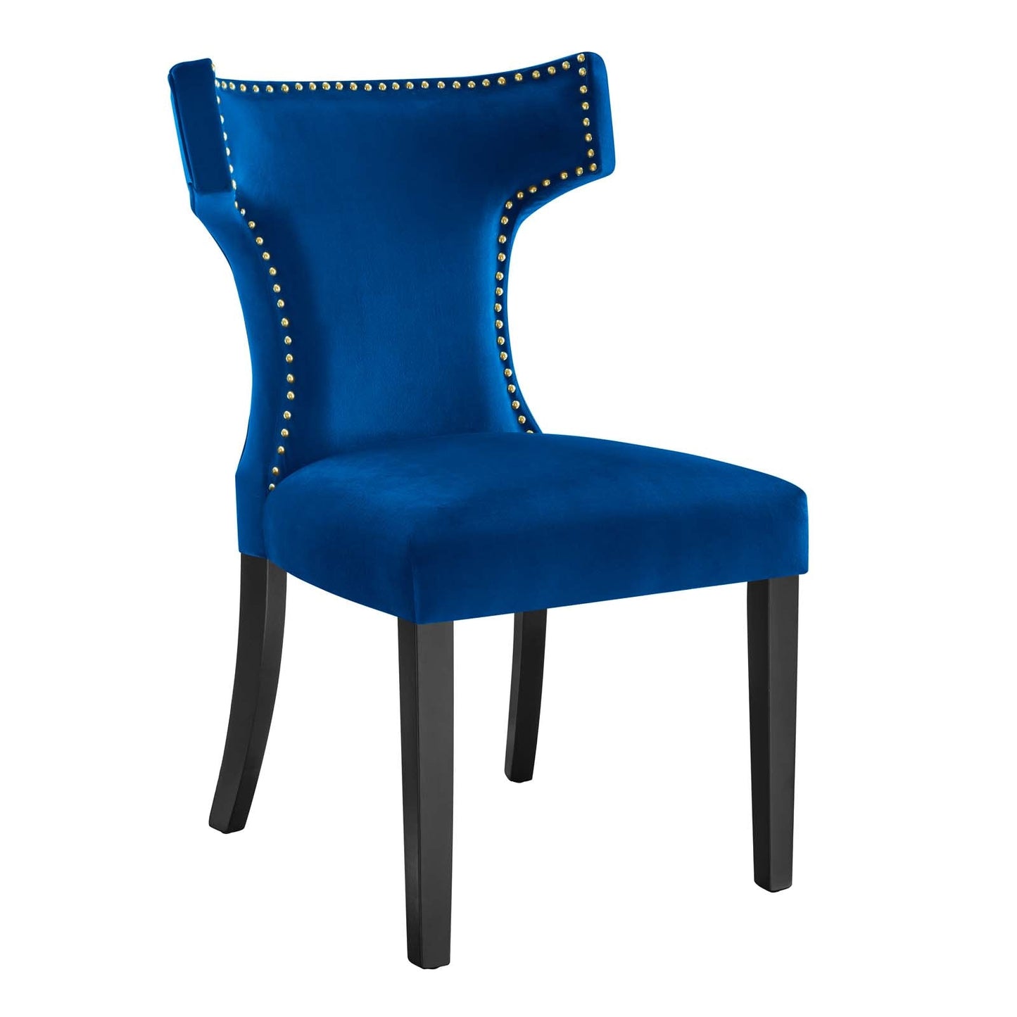 Curve Performance Velvet Dining Chairs - Set of 2 Navy EEI-5008-NAV