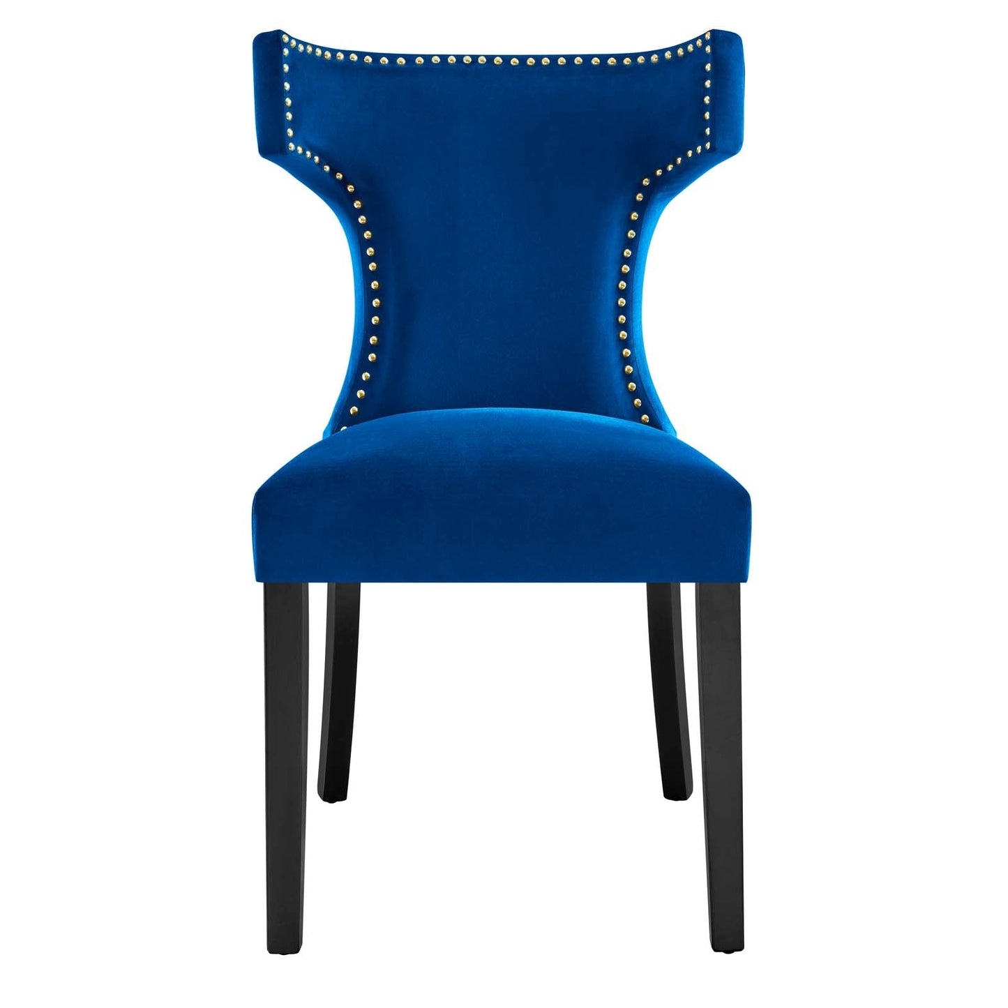 Curve Performance Velvet Dining Chairs - Set of 2 Navy EEI-5008-NAV