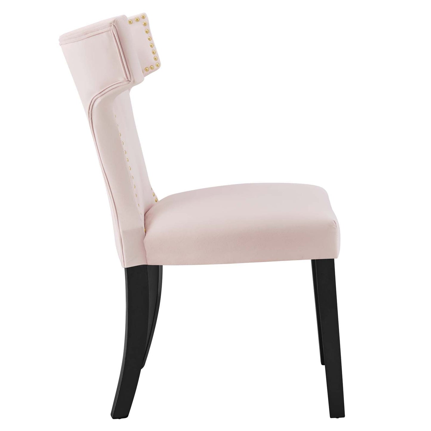 Curve Performance Velvet Dining Chairs - Set of 2 Pink EEI-5008-PNK