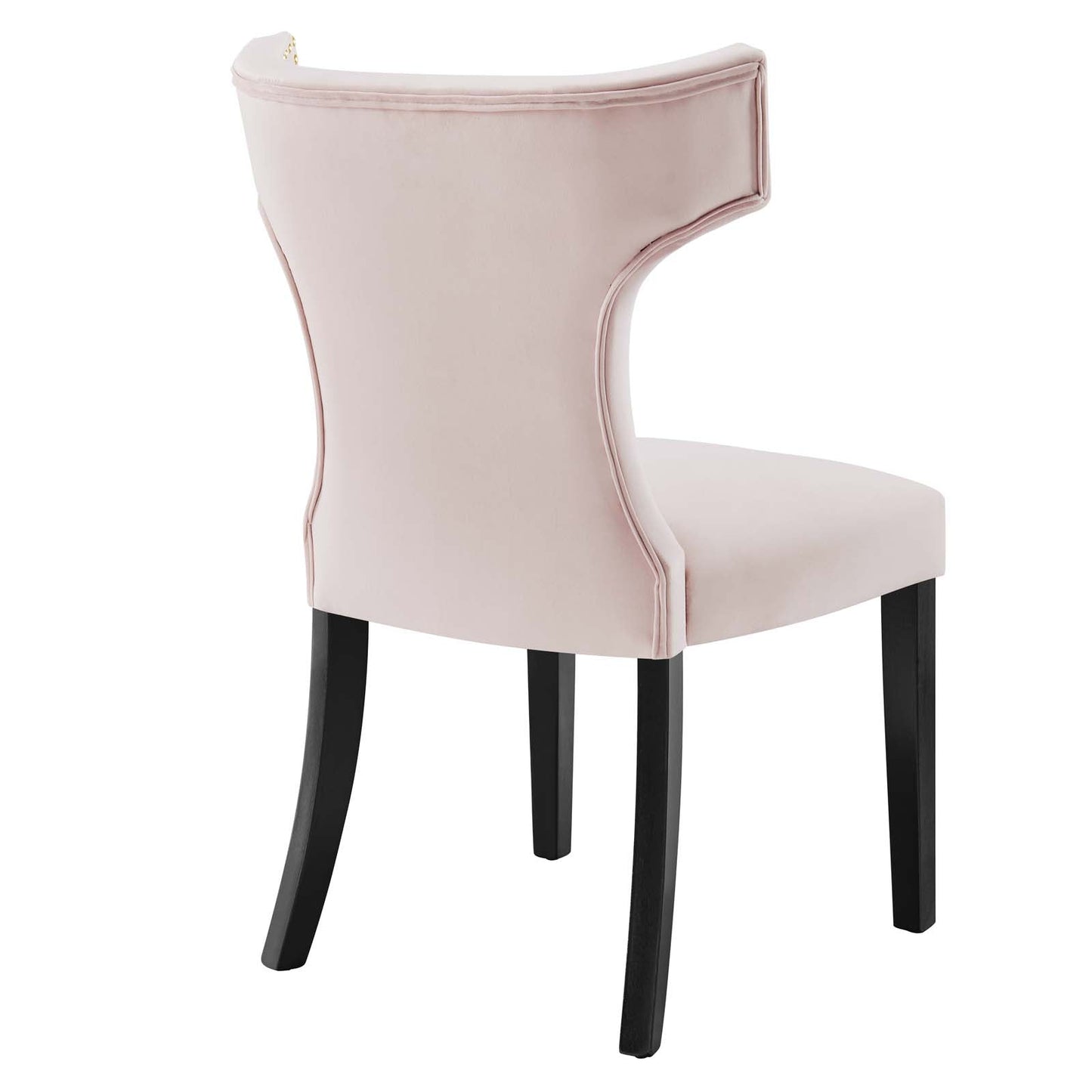 Curve Performance Velvet Dining Chairs - Set of 2 Pink EEI-5008-PNK