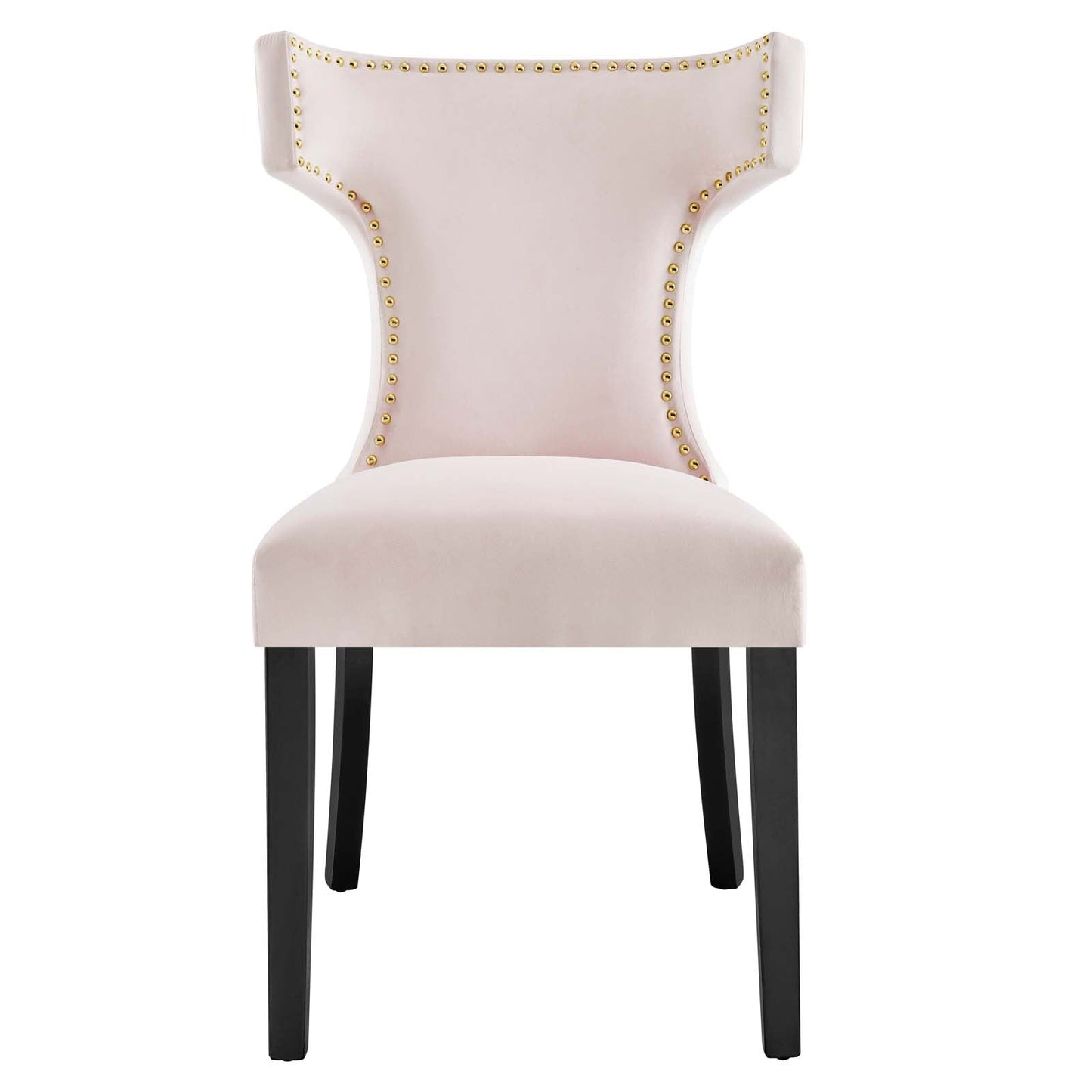 Curve Performance Velvet Dining Chairs - Set of 2 Pink EEI-5008-PNK