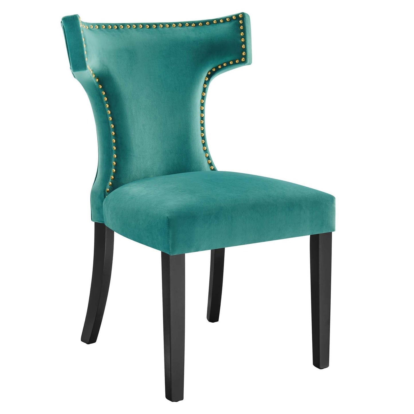 Curve Performance Velvet Dining Chairs - Set of 2 Teal EEI-5008-TEA