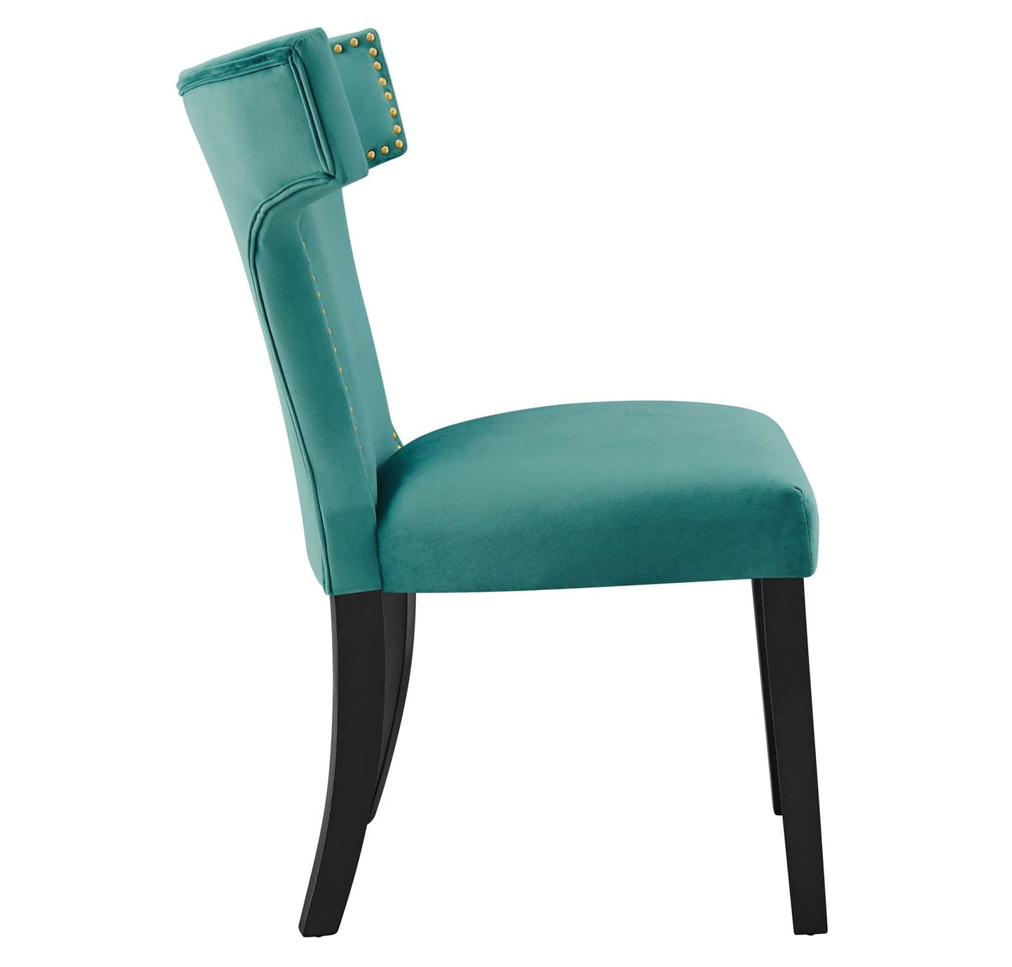 Curve Performance Velvet Dining Chairs - Set of 2 Teal EEI-5008-TEA