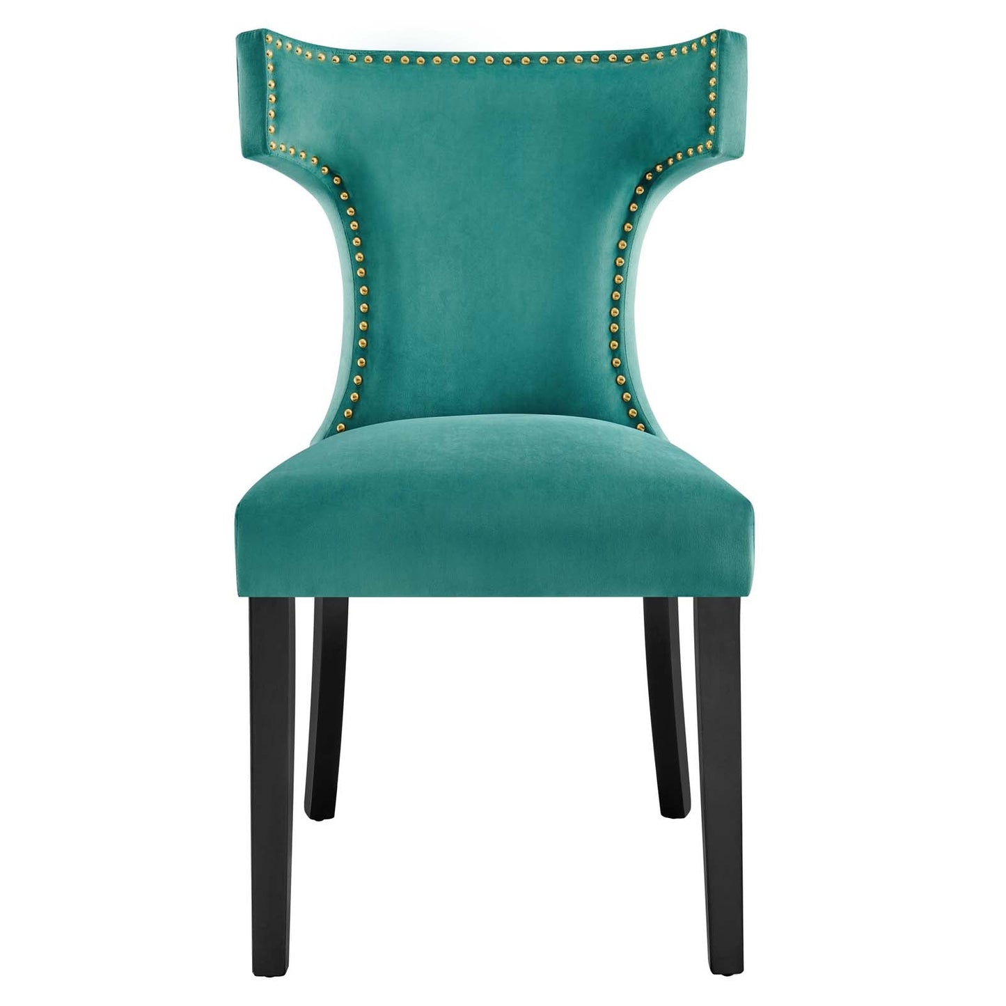 Curve Performance Velvet Dining Chairs - Set of 2 Teal EEI-5008-TEA