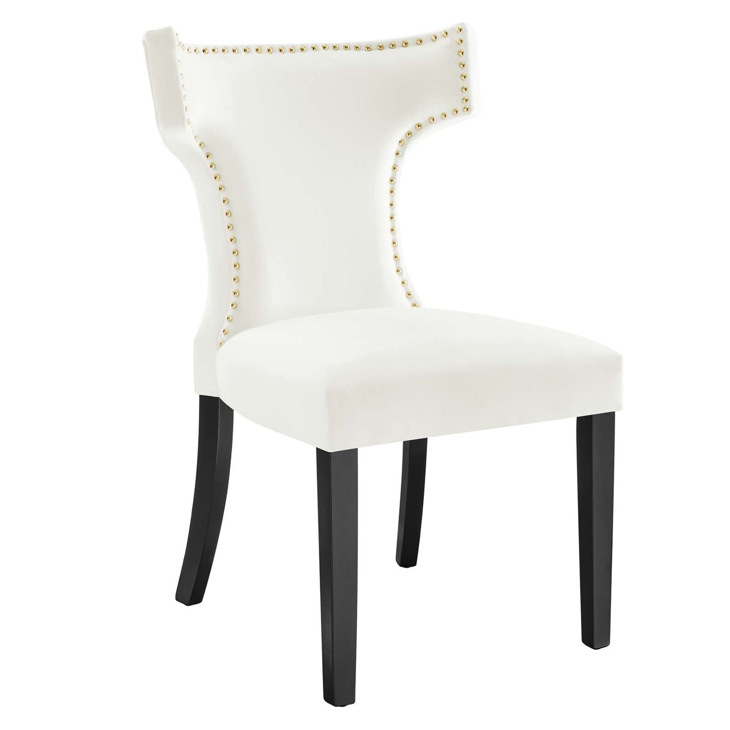 Curve Performance Velvet Dining Chairs - Set of 2 White EEI-5008-WHI