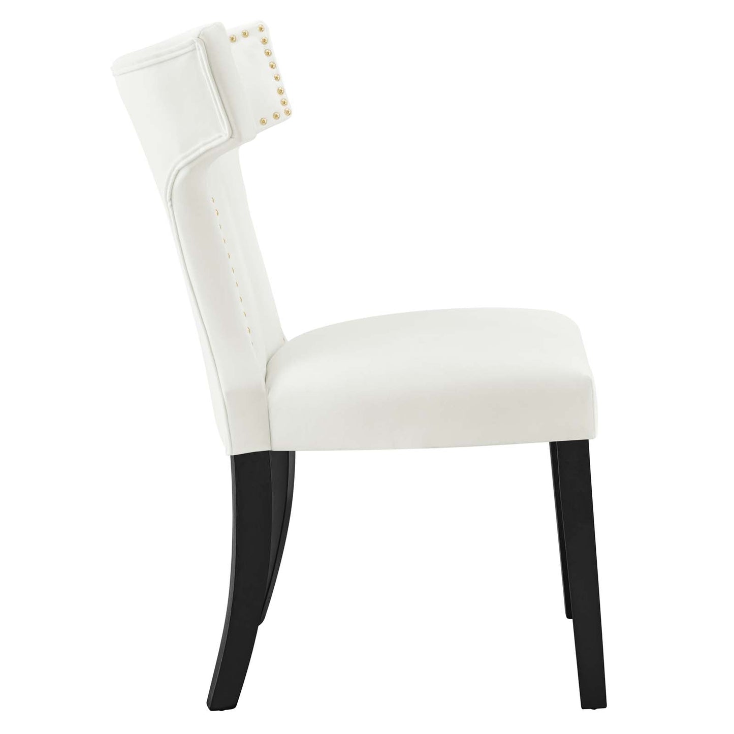 Curve Performance Velvet Dining Chairs - Set of 2 White EEI-5008-WHI