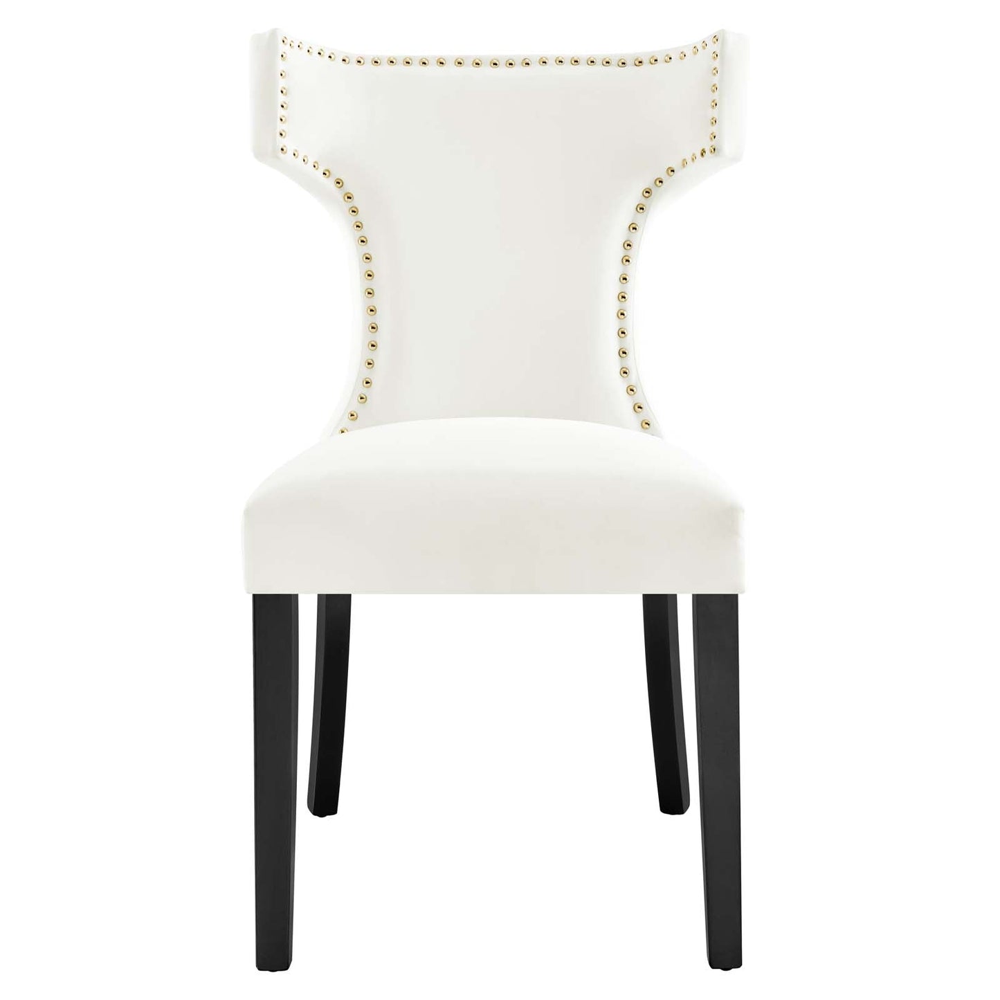 Curve Performance Velvet Dining Chairs - Set of 2 White EEI-5008-WHI