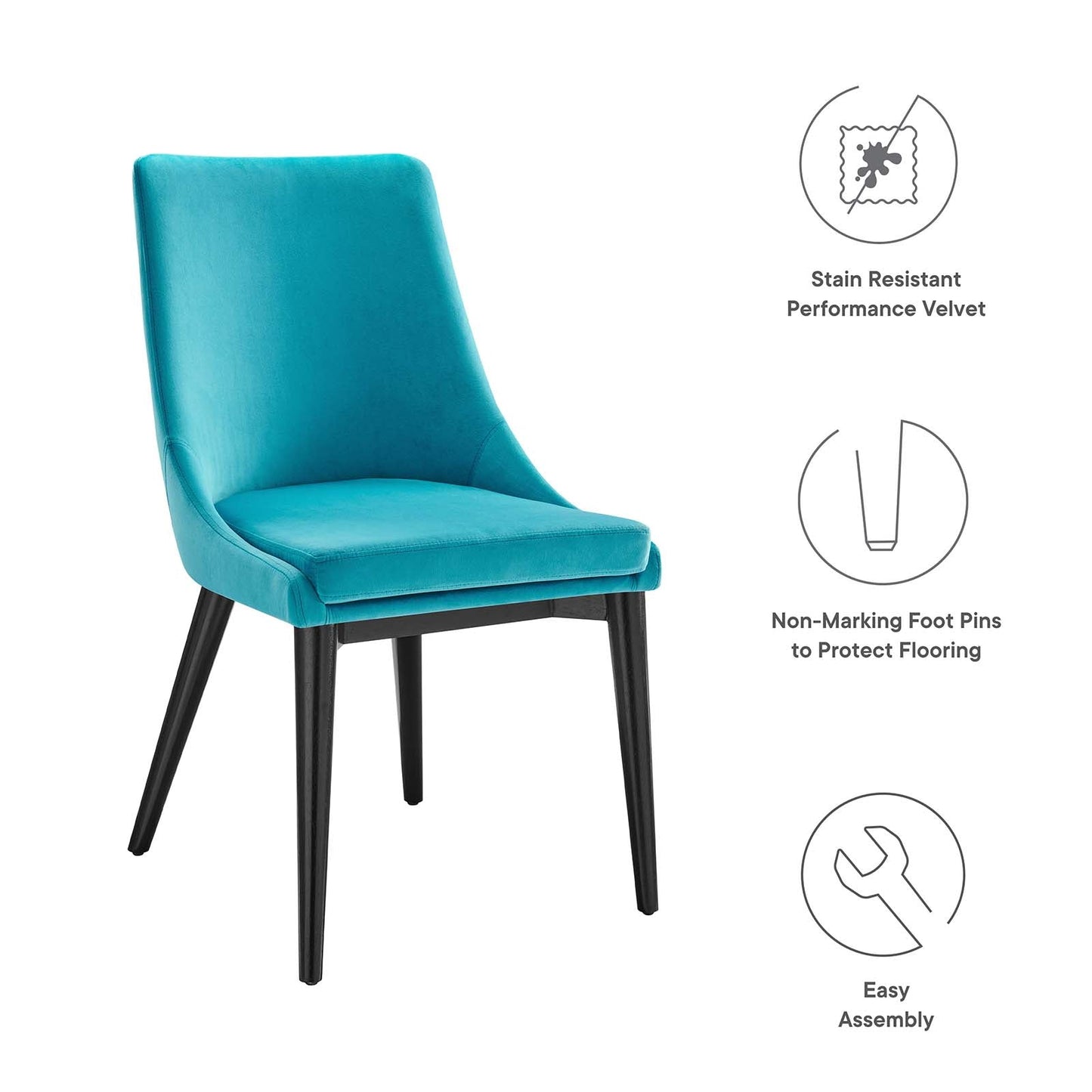 Viscount Performance Velvet Dining Chair Blue EEI-5009-BLU