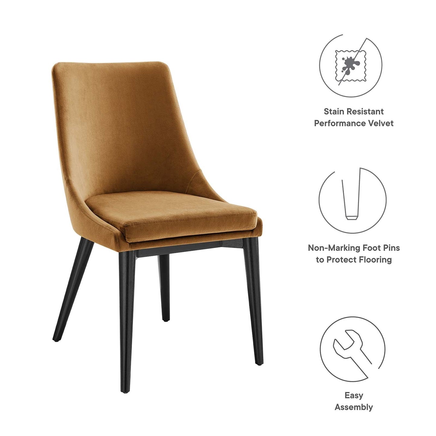 Viscount Performance Velvet Dining Chair Cognac EEI-5009-COG