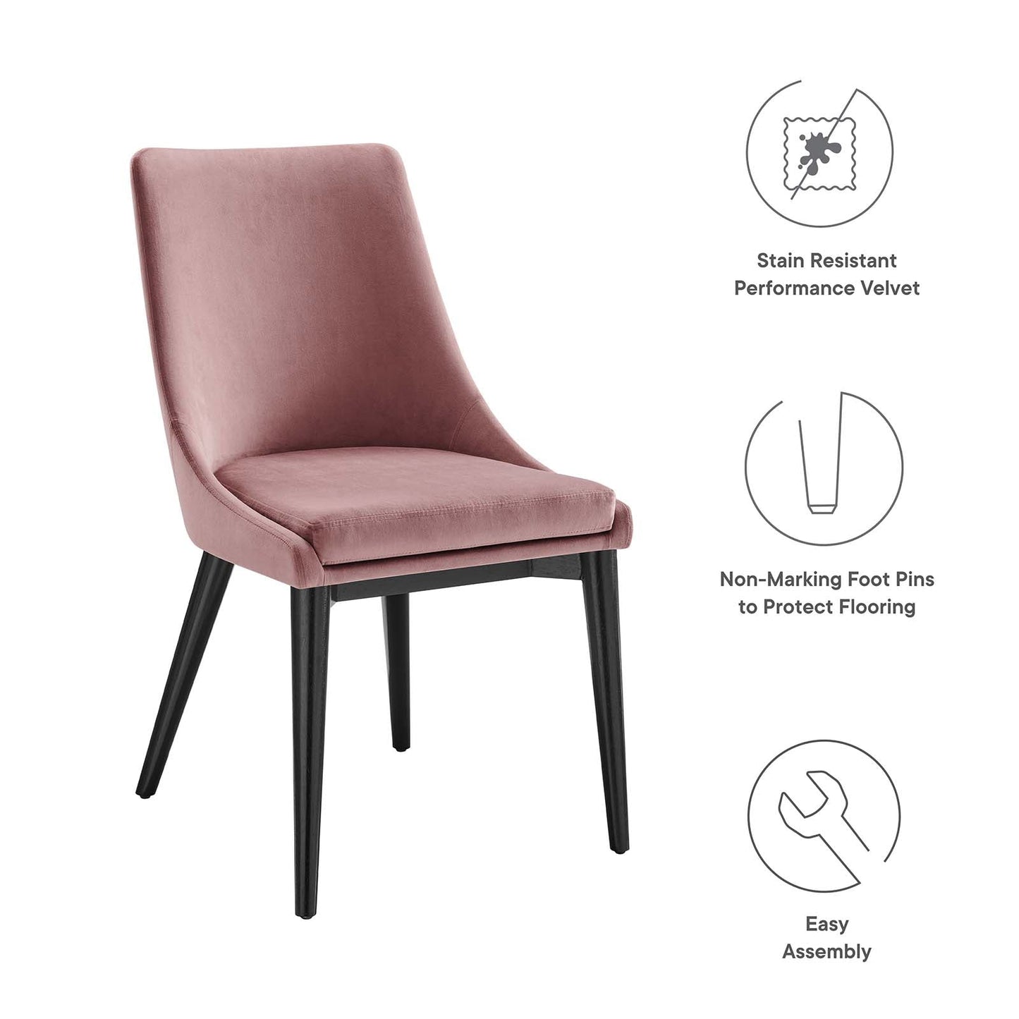 Viscount Performance Velvet Dining Chair Dusty Rose EEI-5009-DUS