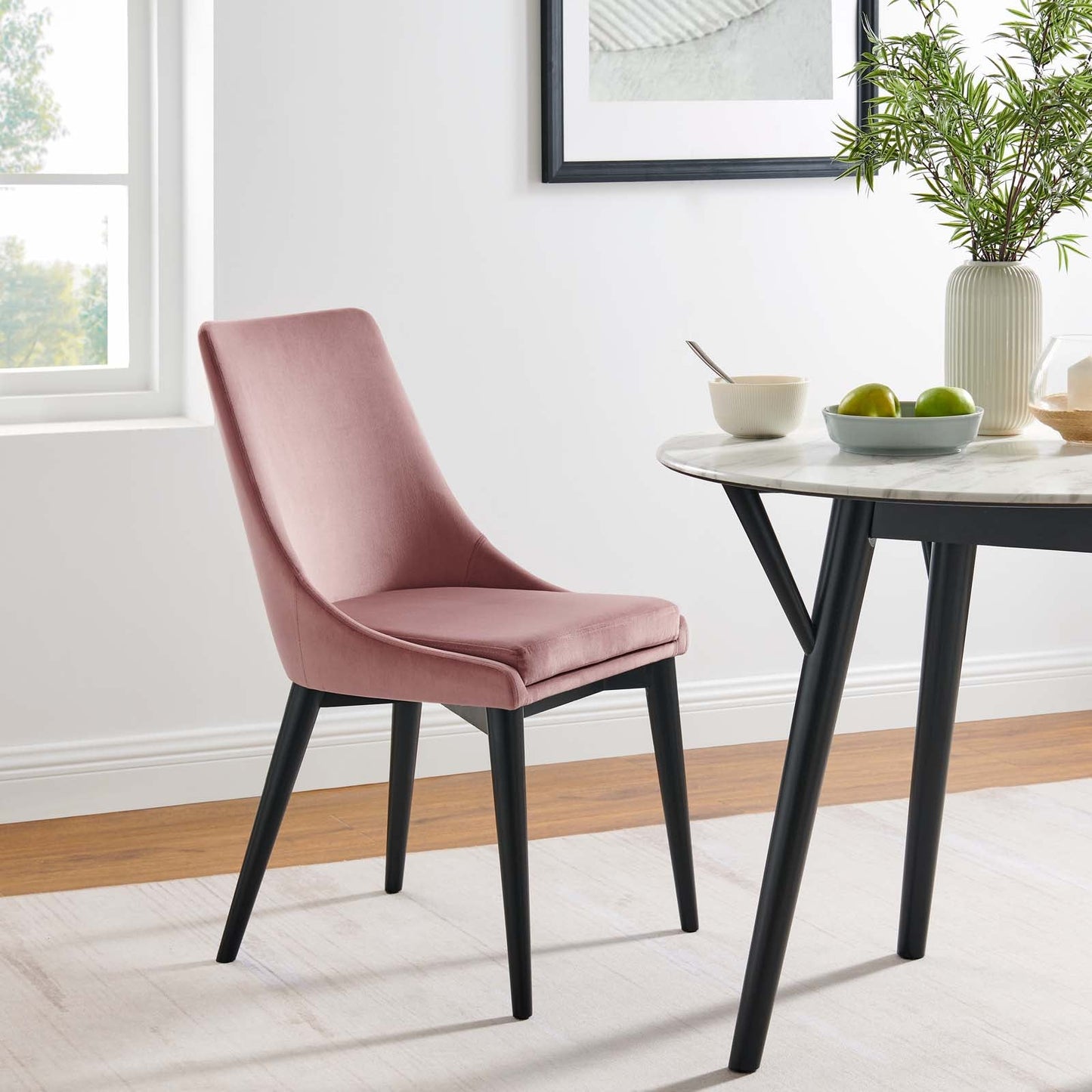 Viscount Performance Velvet Dining Chair Dusty Rose EEI-5009-DUS