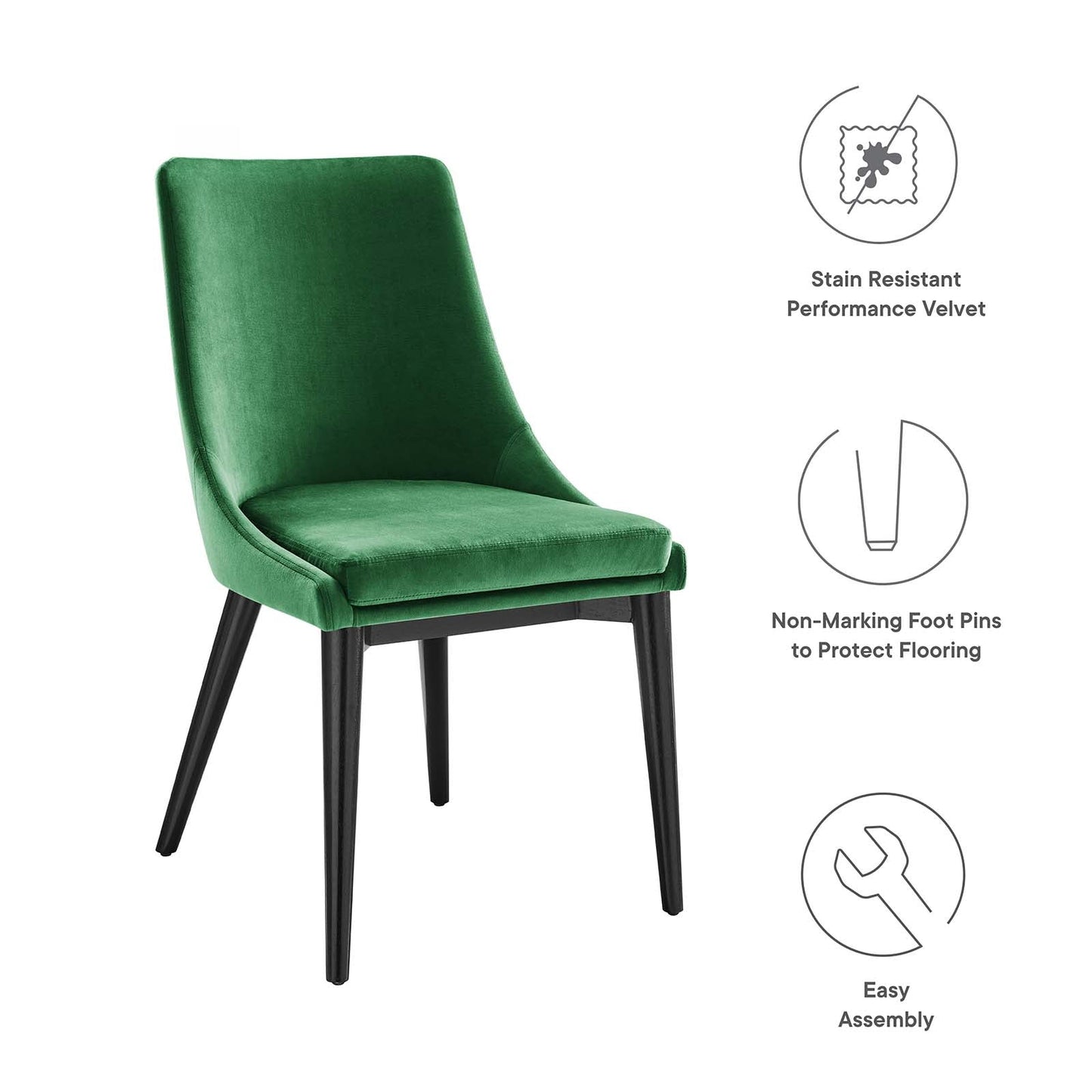 Viscount Performance Velvet Dining Chair Emerald EEI-5009-EME