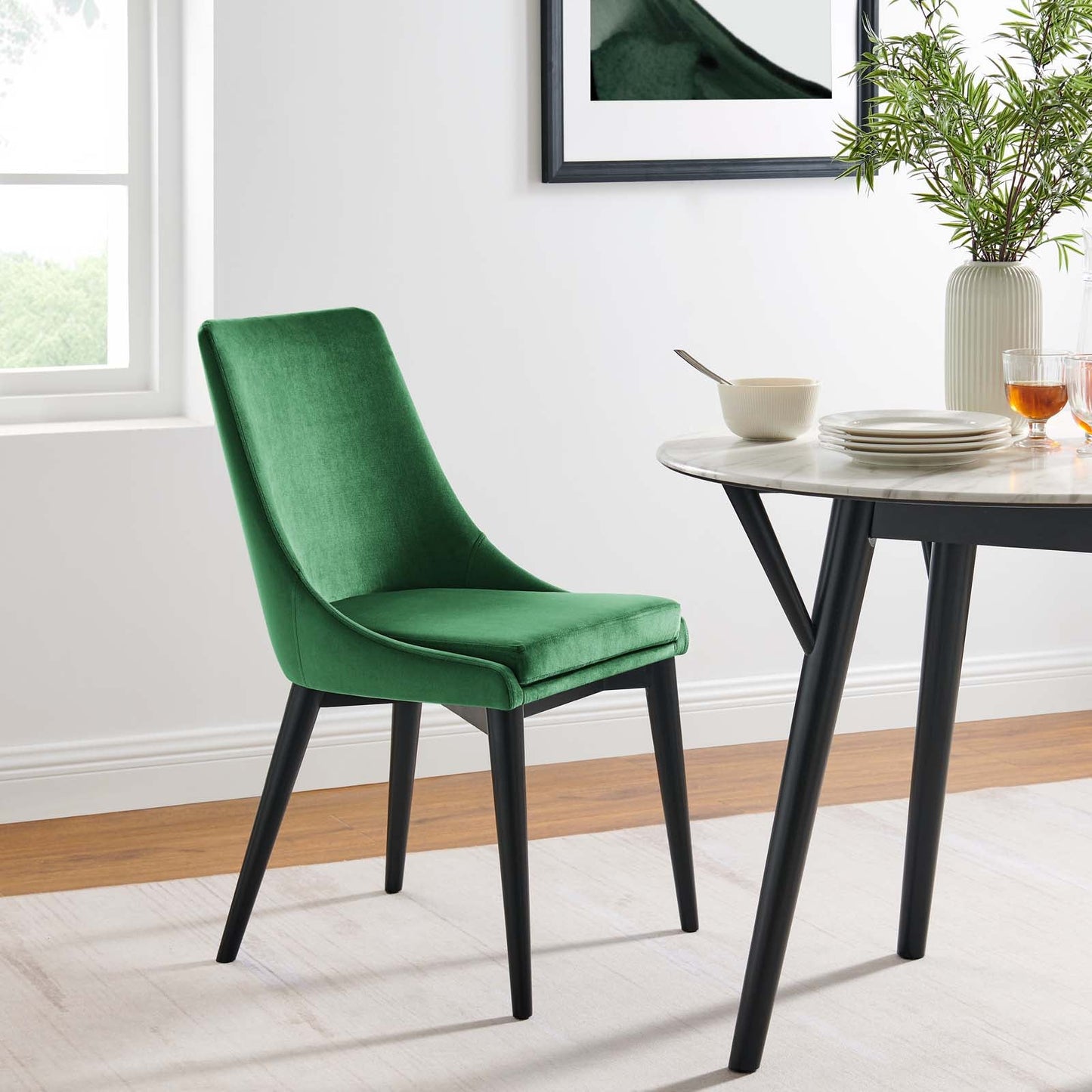 Viscount Performance Velvet Dining Chair Emerald EEI-5009-EME