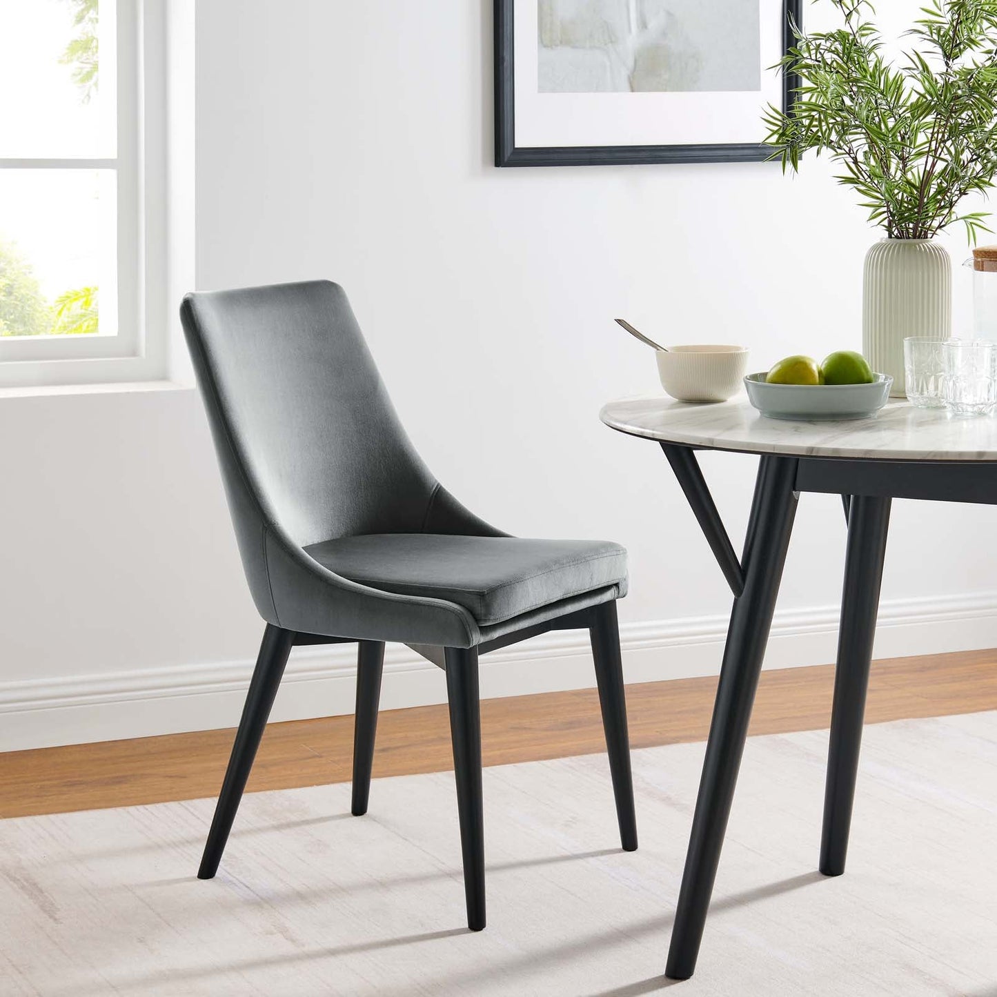 Viscount Performance Velvet Dining Chair Gray EEI-5009-GRY