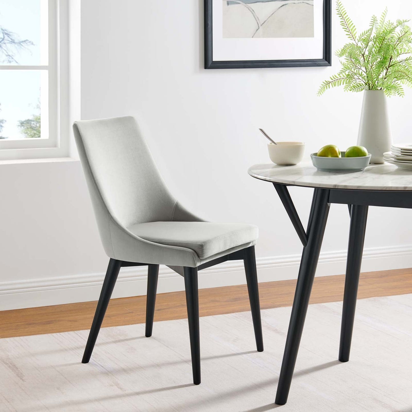 Viscount Performance Velvet Dining Chair Light Gray EEI-5009-LGR