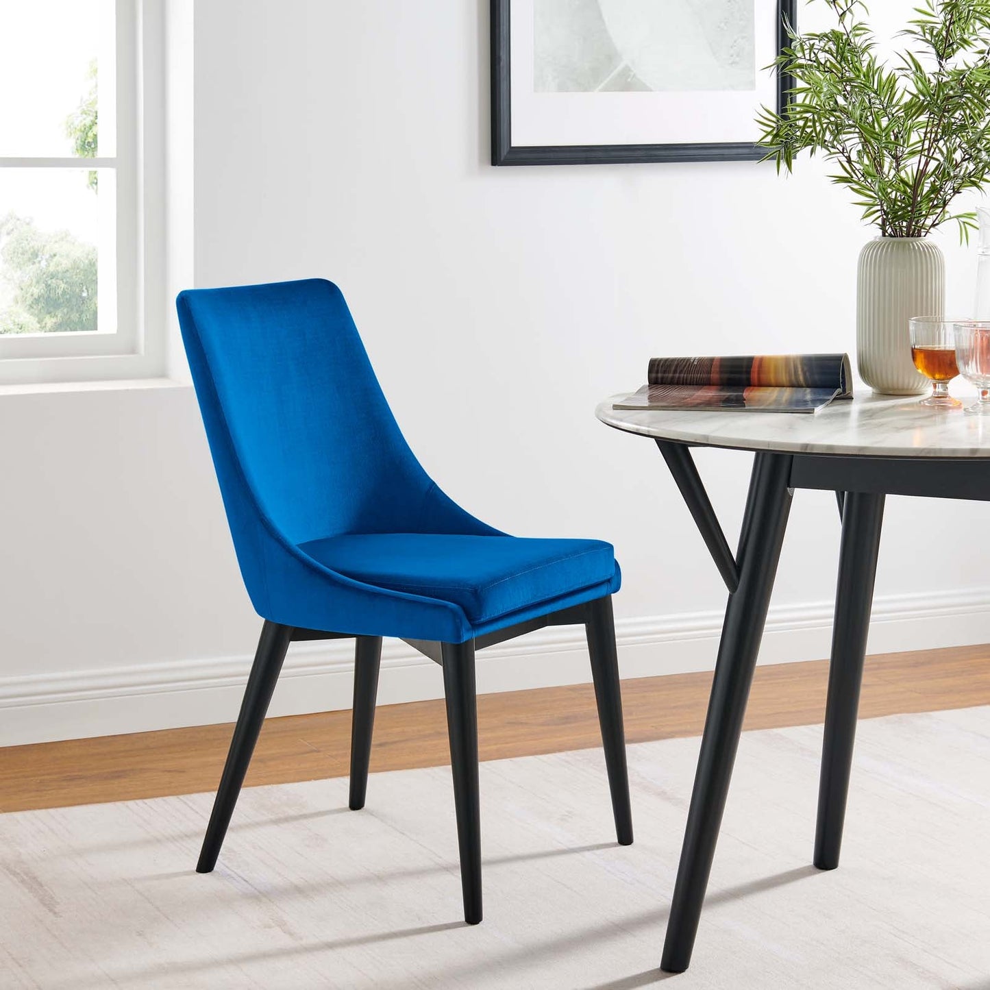 Viscount Performance Velvet Dining Chair Navy EEI-5009-NAV