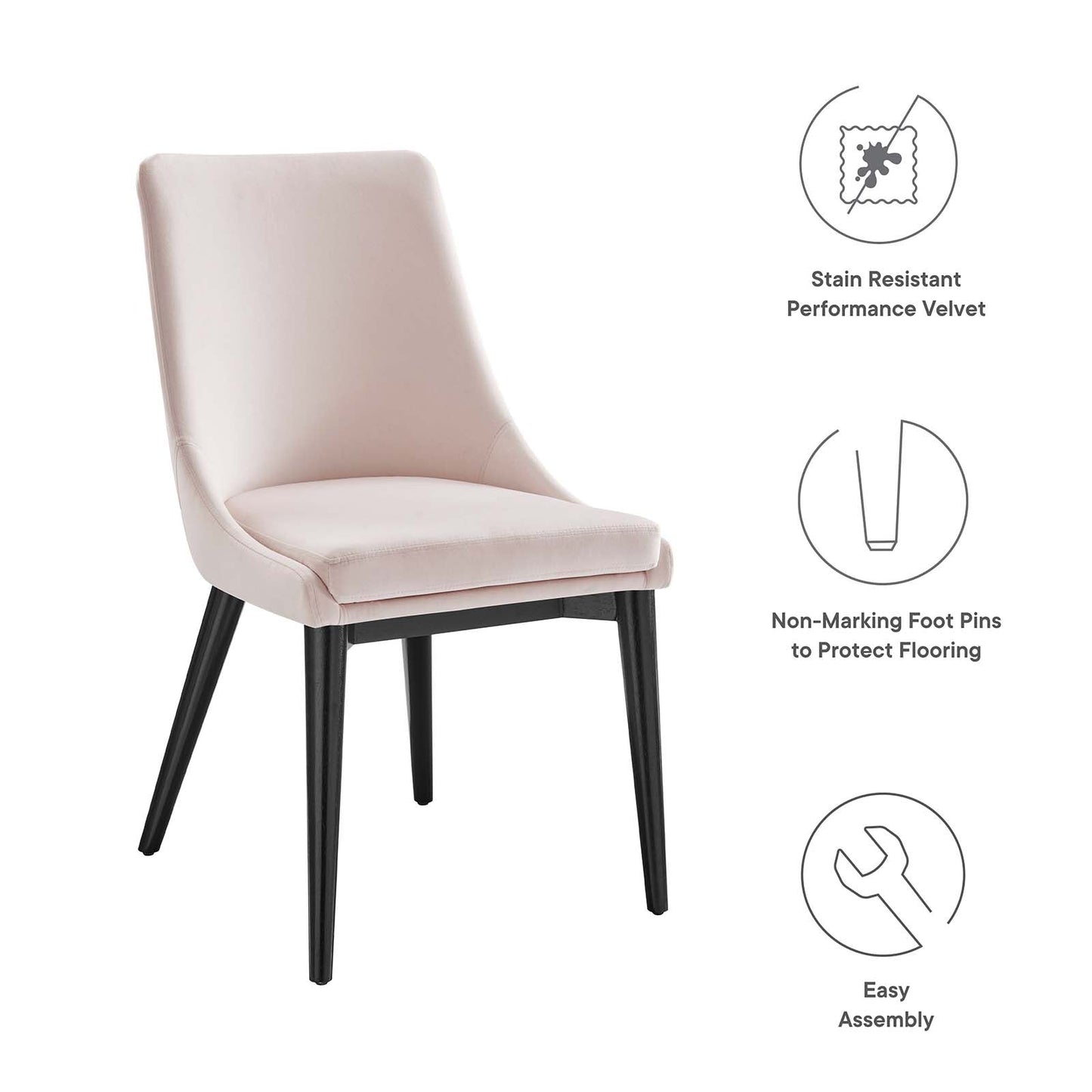 Viscount Performance Velvet Dining Chair Pink EEI-5009-PNK