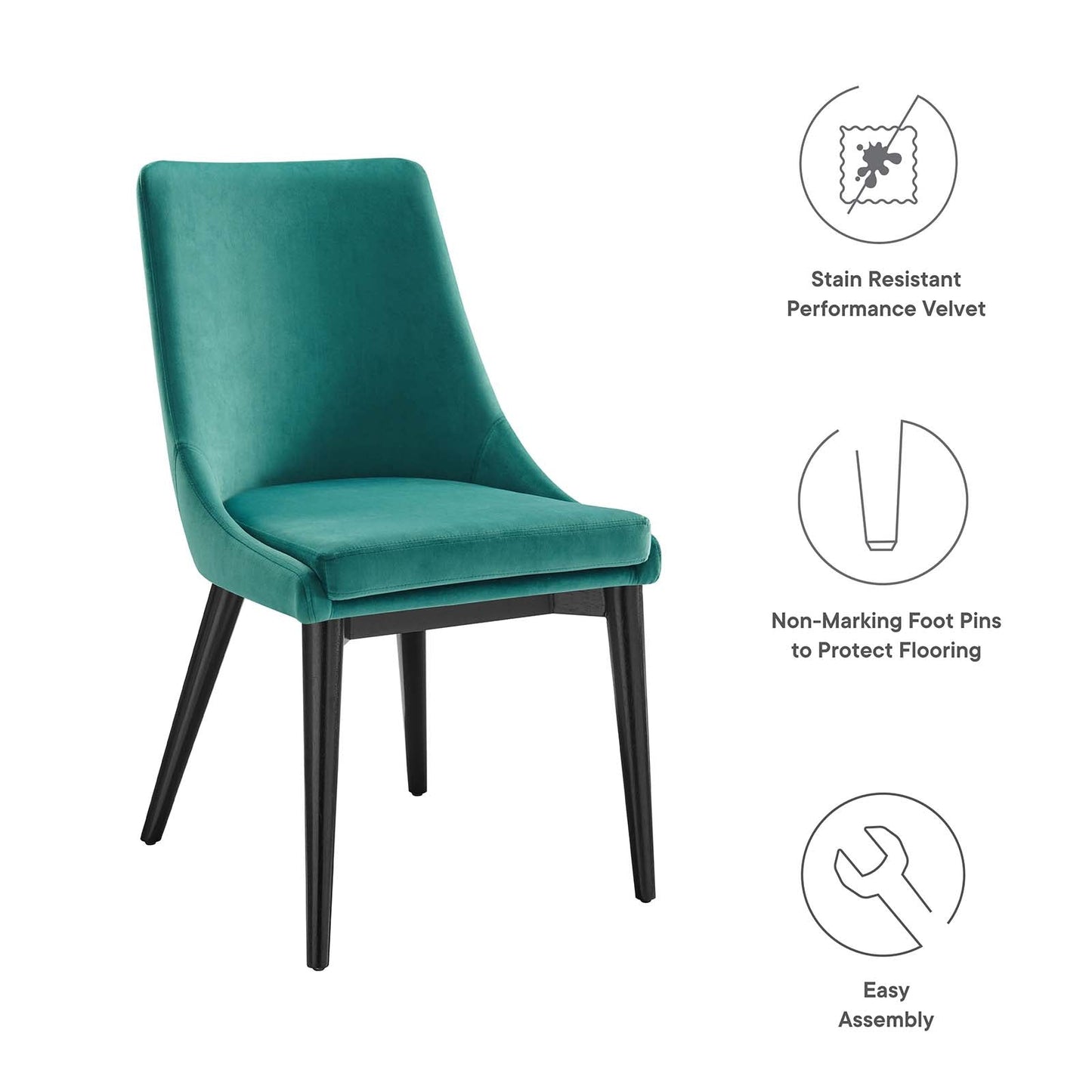 Viscount Performance Velvet Dining Chair Teal EEI-5009-TEA