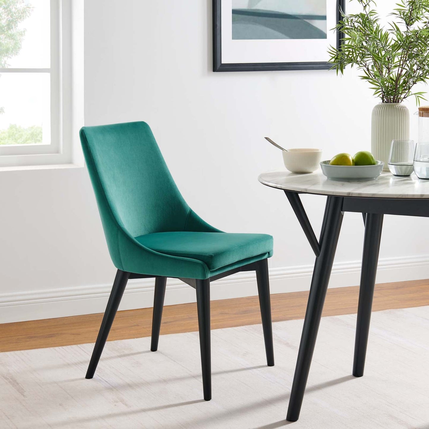 Viscount Performance Velvet Dining Chair Teal EEI-5009-TEA