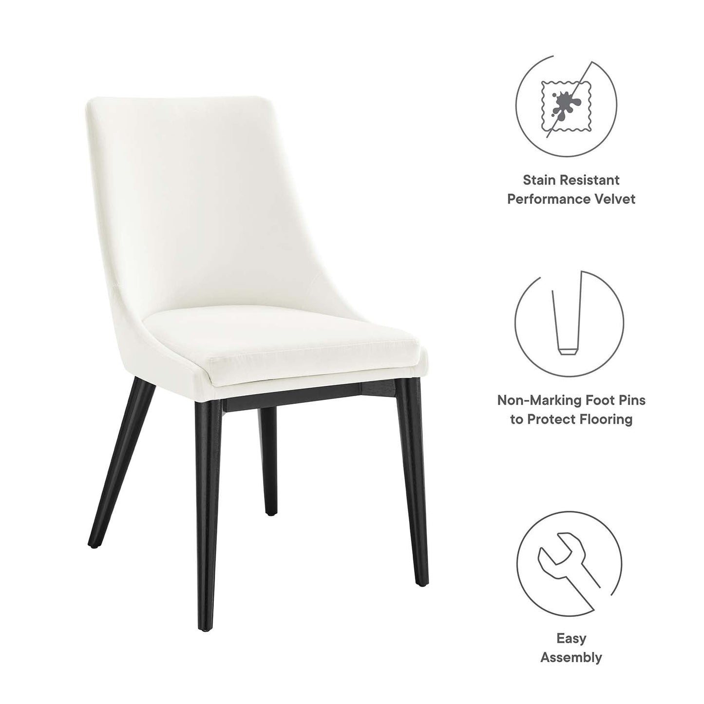 Viscount Performance Velvet Dining Chair White EEI-5009-WHI