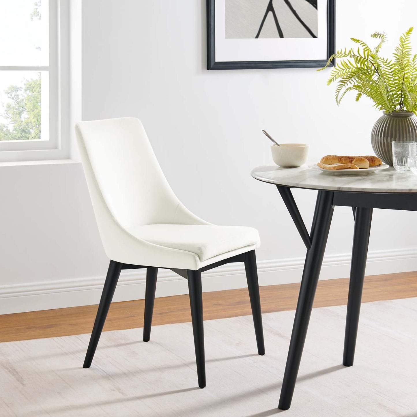 Viscount Performance Velvet Dining Chair White EEI-5009-WHI