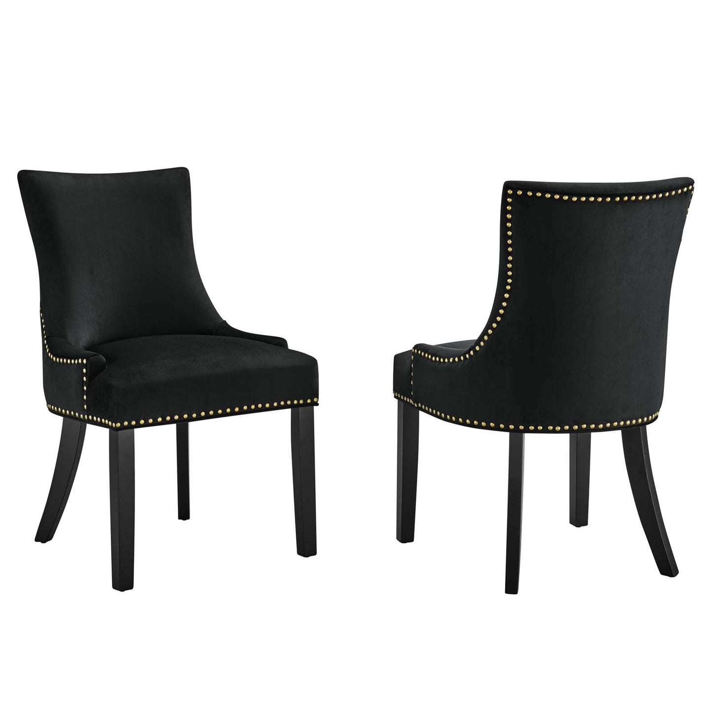 Marquis Performance Velvet Dining Chairs - Set of 2 Black EEI-5010-BLK